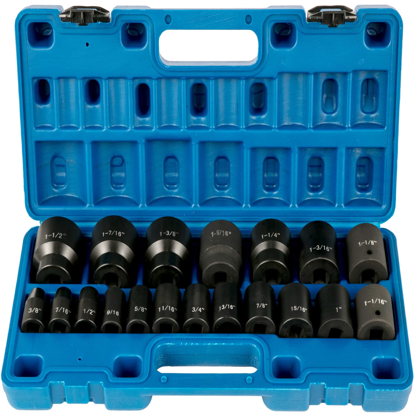 TEMU Vevor Impact Socket Set 1/2 Inches 19 Piece Impact Sockets, Standard Socket Assortment, 1/2 Inches Drive Socket Set Sae (3/8 Inches To 1-1/2 Inches) 6-point Hex Sockets