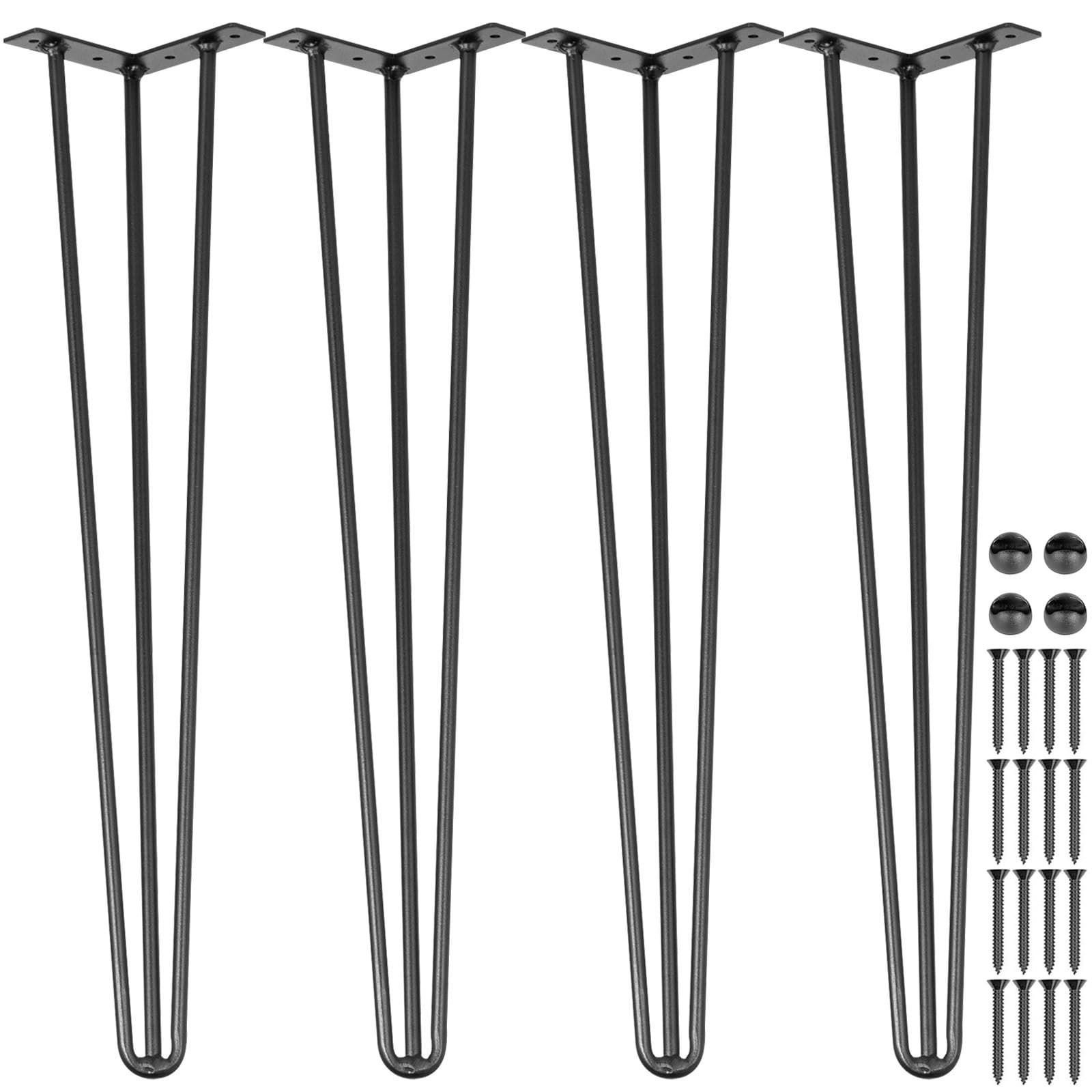 TEMU Vevor Hairpin Table Legs 26" Black Set Of 4 Desk Legs 880lbs Load Capacity (each 220lbs) Hairpin Desk Legs 3 Rods For Bench Desk Dining End Table Chairs Carbon Steel Diy Heavy Duty Furniture Legs