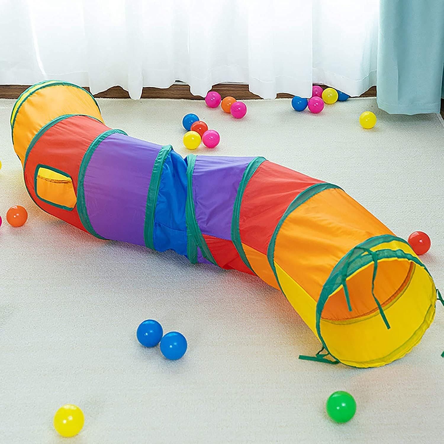 TEMU Cat Tunnel For Indoor Cats, Pet Cat Kitten Rabbit Ferret Play Toys Tube Tunnel Interactive Crinkle Pop Up Rainbow Shape