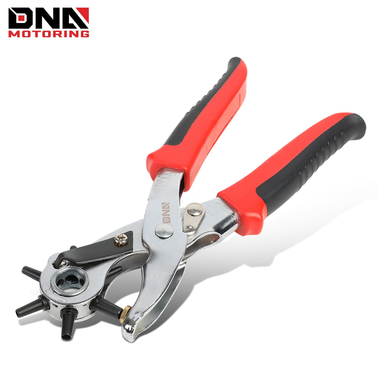 TEMU Revolving Leather Hole Punch Tool, 6 Hollow Bell Punches Coated Steel Belts Or Leather Material, 2mm-5mm, 1 Hole Punch, Red/black