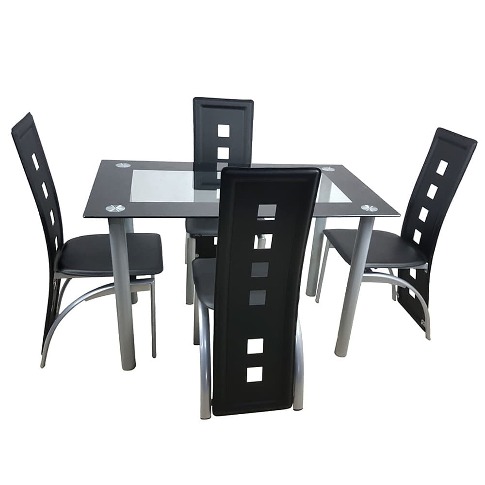 TEMU 5 Piece Dining Table Set Glass Kitchen Furniture With 4 Chair Dining Room (sent Packages)