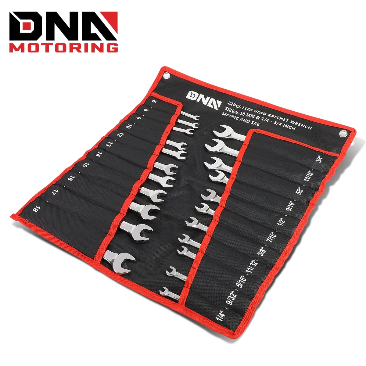 TEMU 22 Pcs Ratcheting Wrench Kit With Pouch - Chrome Vanadium Steel, 72 Tooth Metric Tool Set