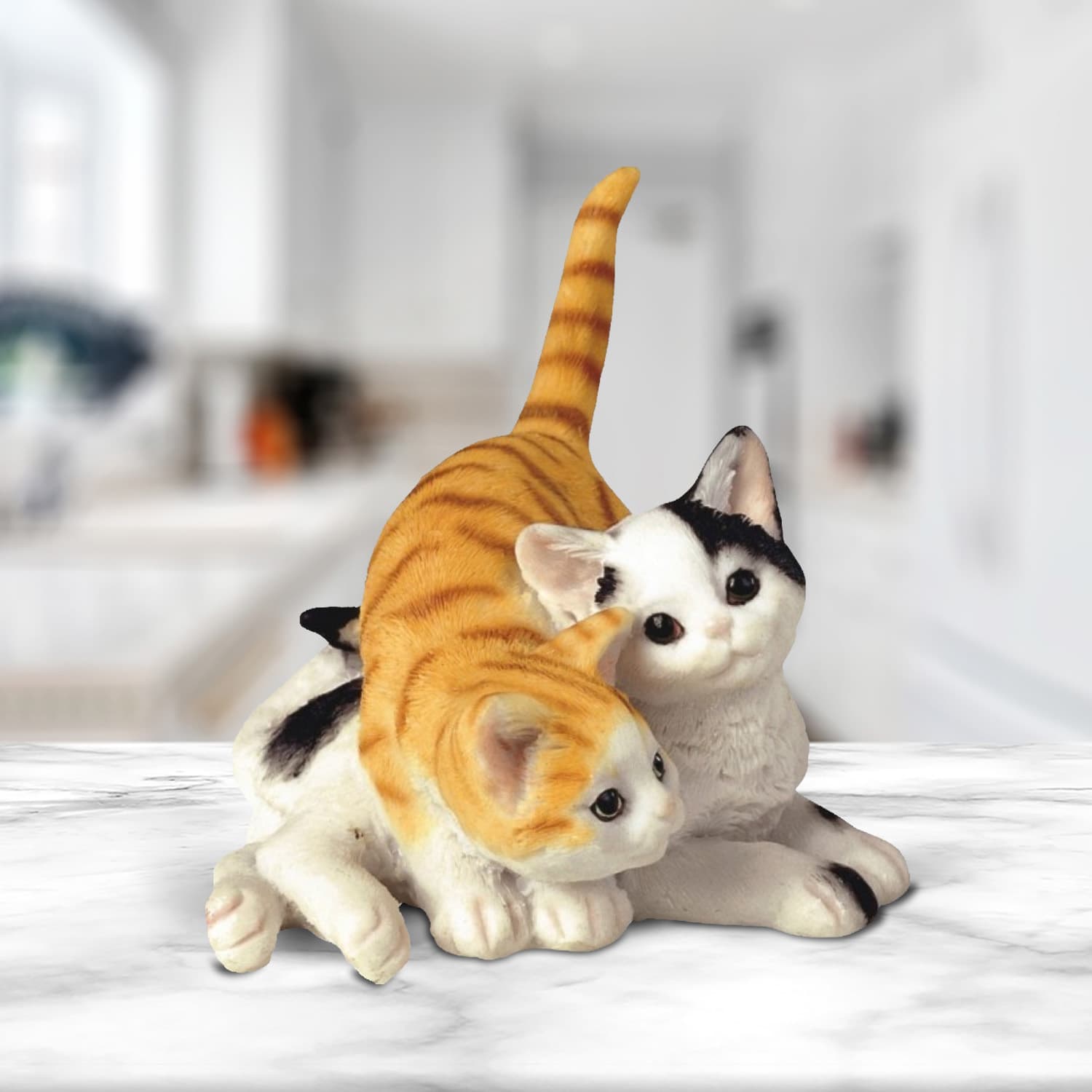 TEMU 3.5"h Orange Tabby Superimposed On Tuxedo Figurine Statue Home/room Decor And Perfect Gift Ideas For House Warming, Holidays And Birthdays Great Collectible Addition