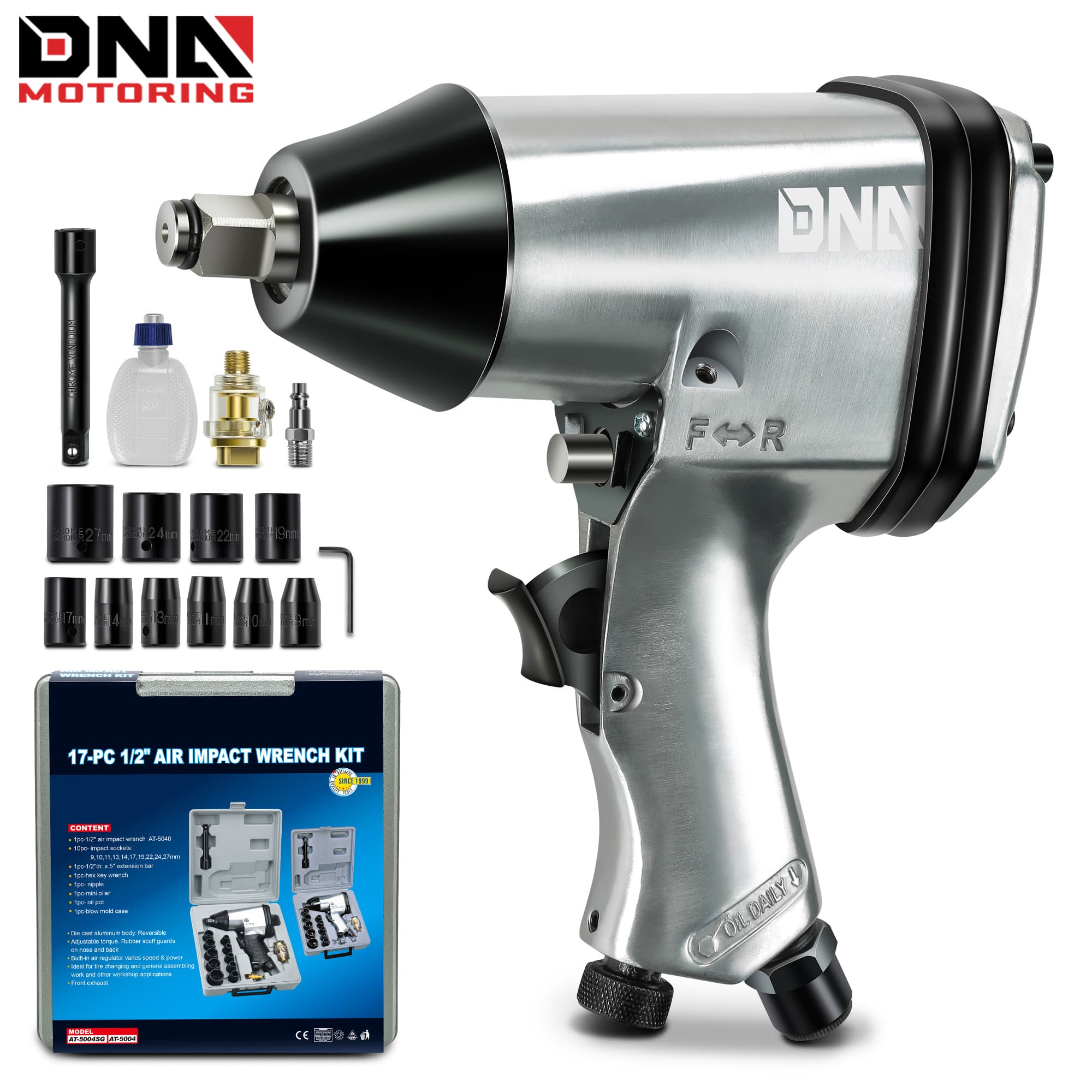 TEMU 17pc 1/2-inch Heavy Duty Tool Kit Air Impact Wrench Set Ft.-lb / 340 N. Pneumatic Impact , W/ Case, / Black