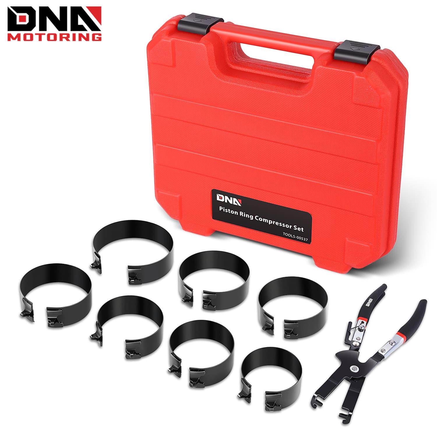TEMU Engine Piston Ring Compressor Set With Compression Pliers And 7 (2-7/8" - 4-5/8") - For Car, Truck, And Motorcycle Installation And Removal Kit