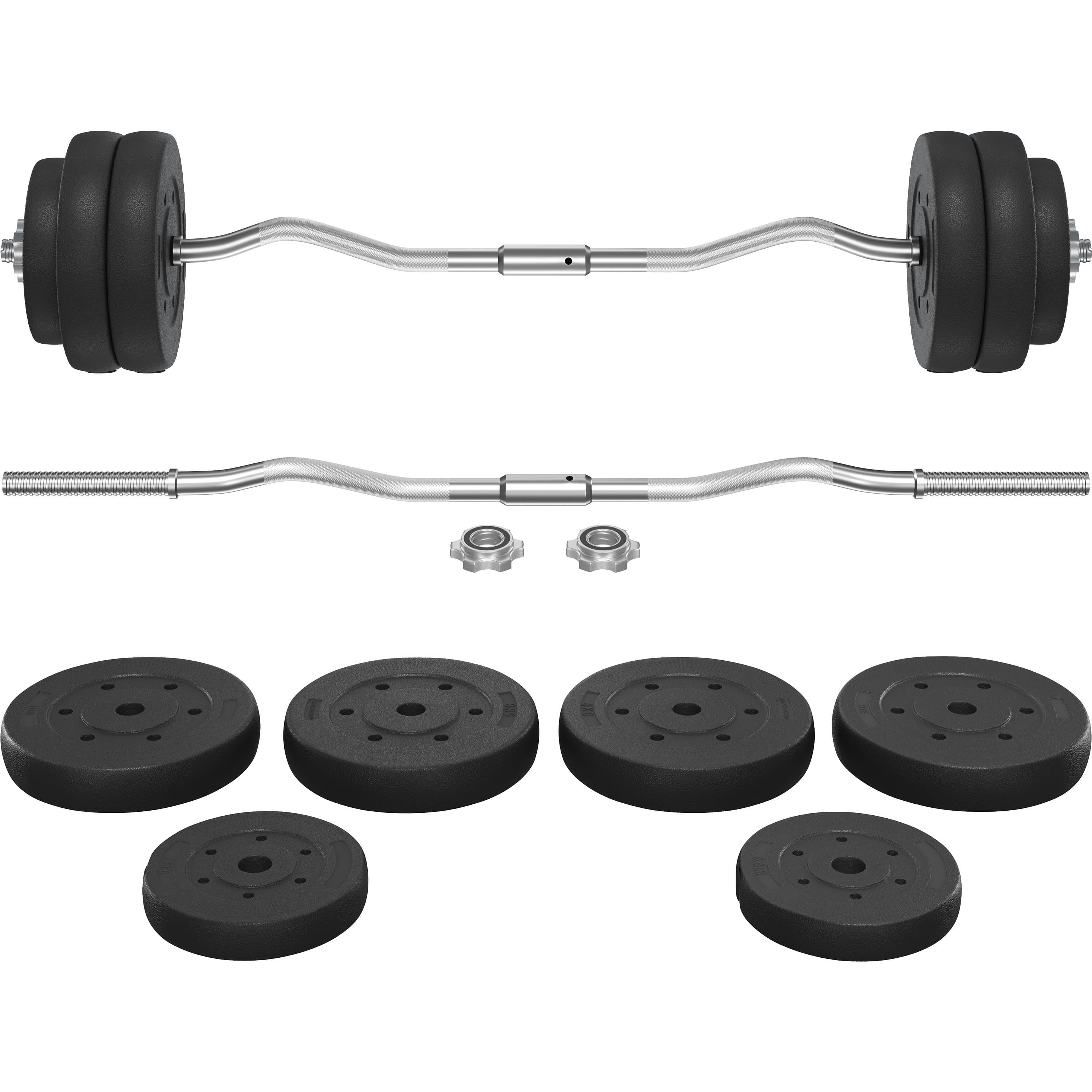 TEMU 44/55/66 Lb Barbell Weight Set Detachable Bar With Plates And , Home Gym Adjustable Weightlifting Set For Strength Training, Black