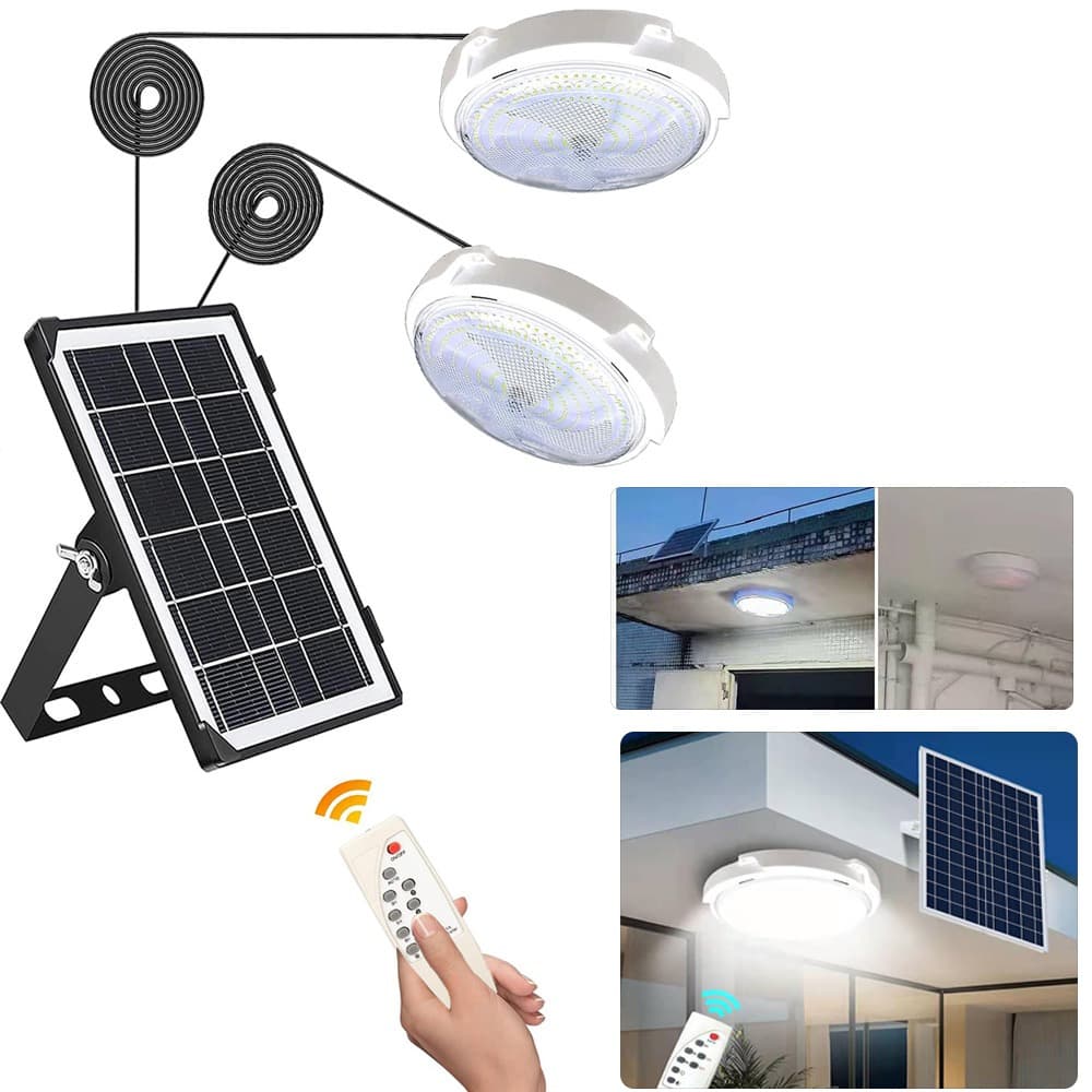 TEMU Solar Ceiling Light Motion Sensor With 5m Cables And , Solar With On Off Switch & Remote Control Solar Lights Indoor Shed Solar Lights For