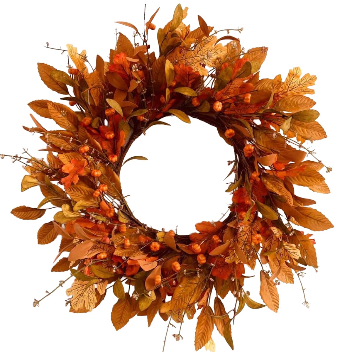TEMU 24 Inch Fall Wreath Fall Home Decor Halloween Pumpkin Wreath For Outdoor Front Door With Harvest Wreath For Door Window Porch Thanksgiving Halloween Decorations
