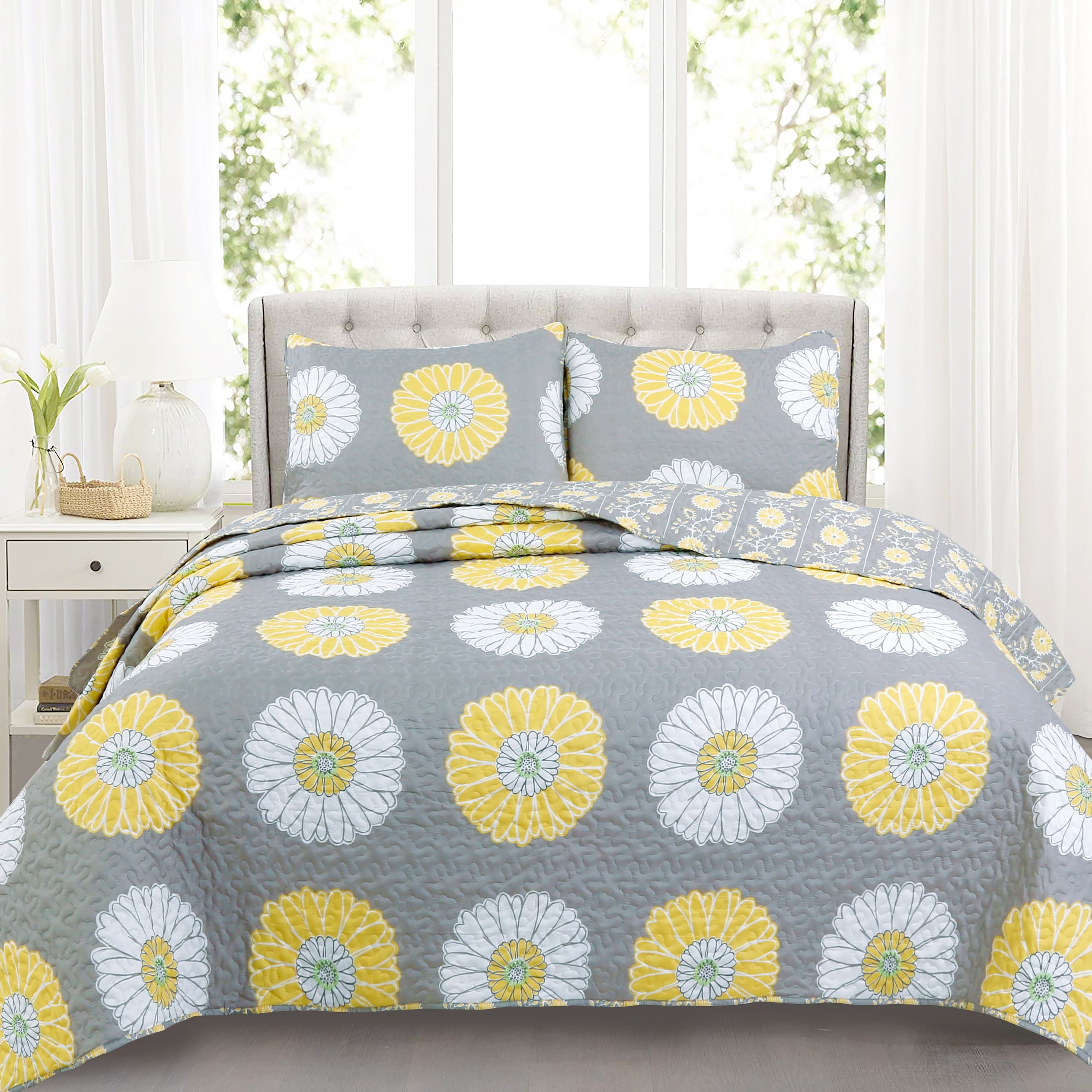 TEMU Grey Reversible Quilt Bedding Set, Lightweight Bedspread Coverlet For All