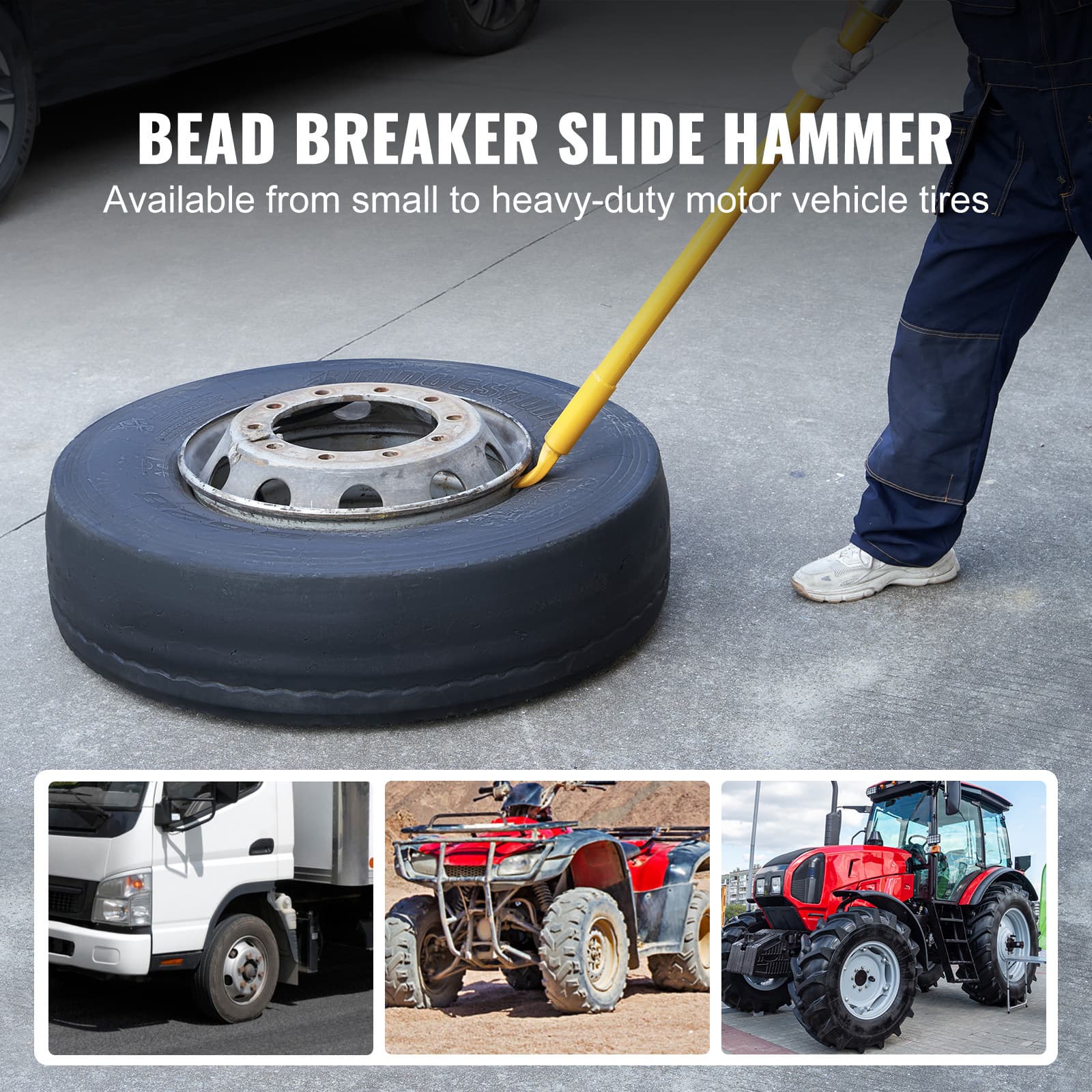 TEMU Vevor Tire Bead Breaker Slide Hammer, 46.3" Length Heavy Duty Steel Tire Bead Breaker, Portable Tire Changing Sliding Impact For Car Truck Trailer Tire Removal