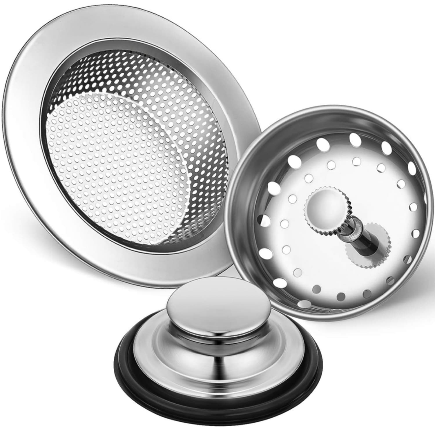 TEMU 3 In Sink Stopper Strainer Garbage Disposal Plug, Stainless Steel Universal Anti-clogging Kitchen Sink Filter Sieve Basket Strainer, Wide Rim For Kitchen Sink Drain