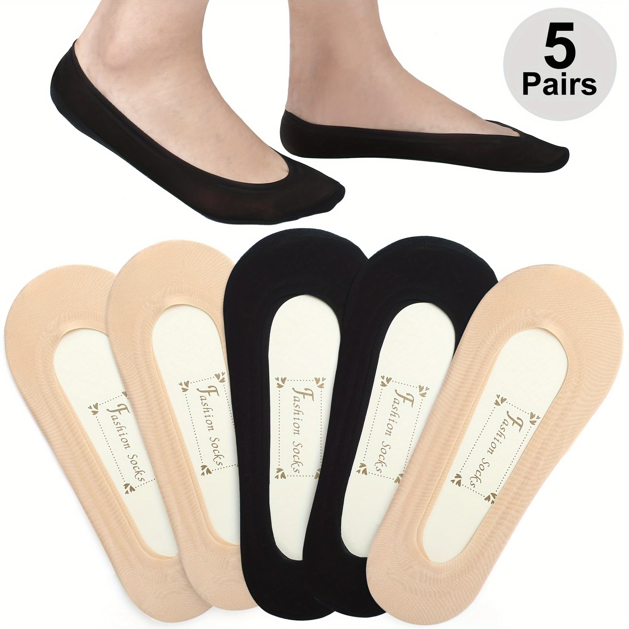 TEMU 5 Pairs No Show Socks Liner Socks For Women Hidden Low Cut Socks Non-slip Thin Invisible Socks Solid Color
