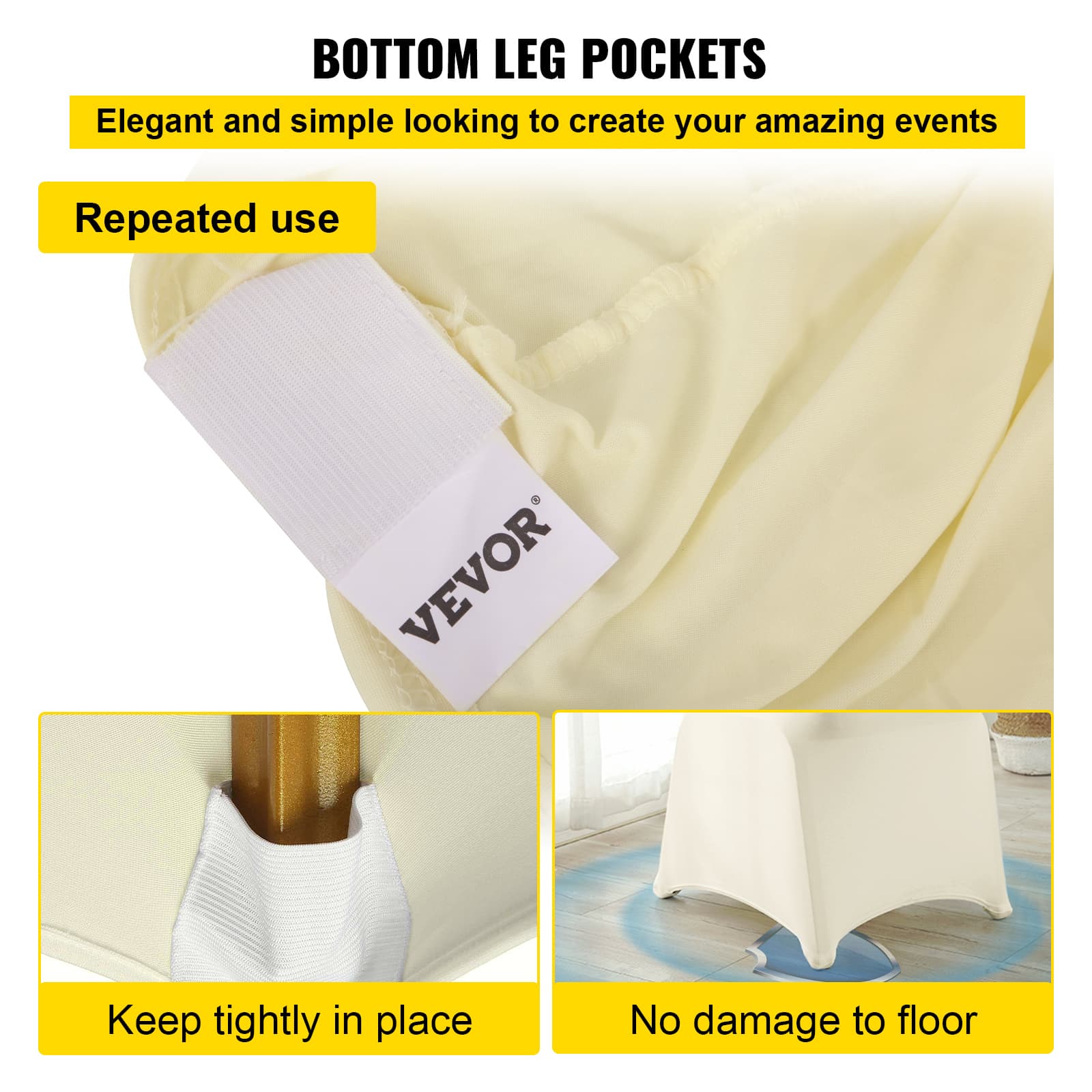 TEMU Vevor Pcs Ivory Chair Covers Polyester Spandex Chair Cover Stretch Slipcovers For Wedding Party Dining Banquet Chair Flat-front Covers