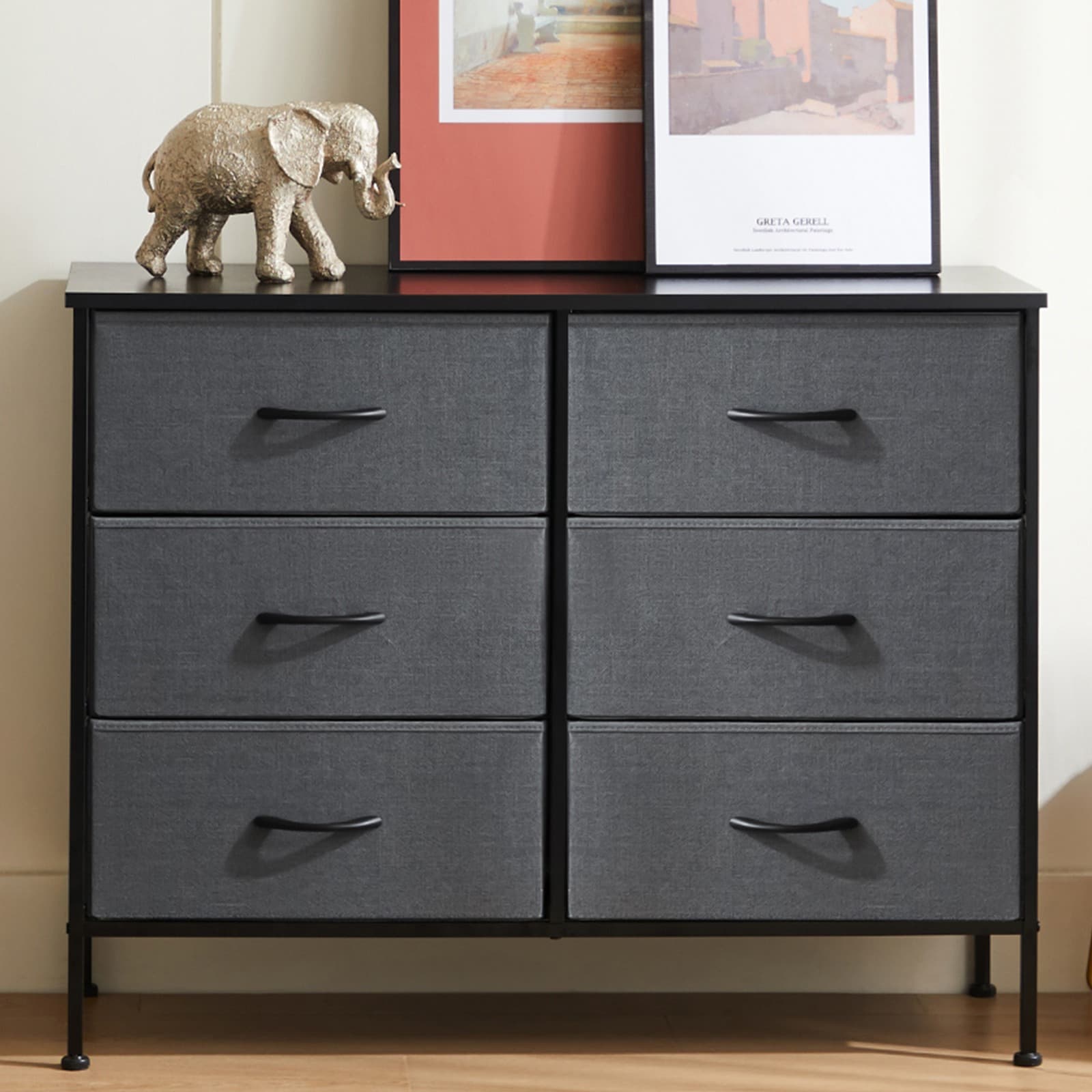 TEMU 6-drawer Storage Cabinet Sideboard - Multi-use Modern Living Room Organizer With Metal Frame, Fabric Drawers, Easy Assembly, And For Home Furniture - Ideal For Bedroom, Living Room And Office