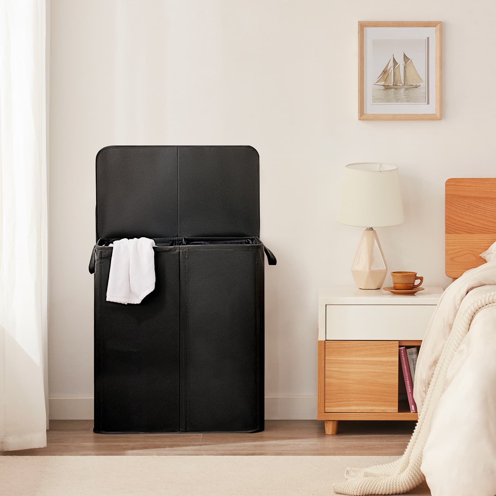TEMU Double Laundry Hamper With Lid And Removable Laundry Bags, Divided Laundry Basket With Handles, Large Separated Clothes Basket