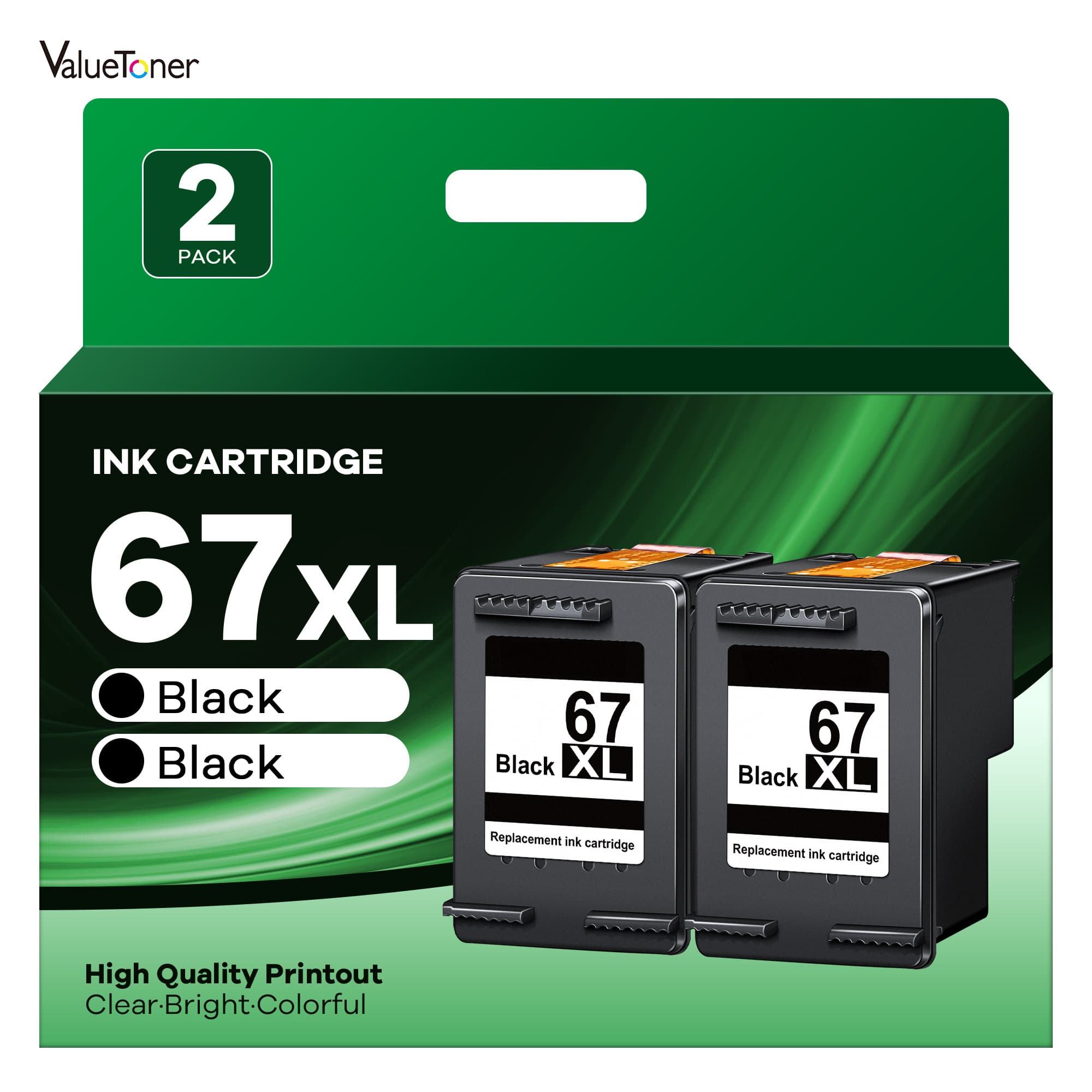 TEMU 67xl Ink Cartridges For 67xl Ink Cartridges Works With 2700 2700e 2755e 2755 4155e 4155 6055e 6455e 6400 6055 Pro 6452 6458 6475, 2 Black