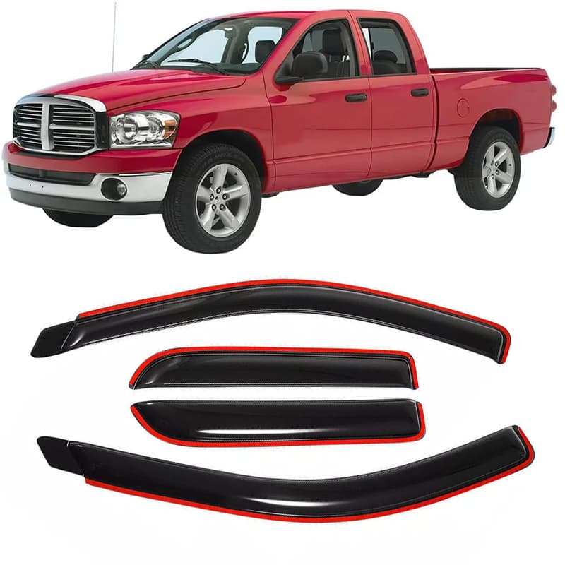 TEMU In-channel 4 Pcs Window Visors Weather Rain Deflector For For 2003-2009 Cab / Extended Cab 1500 2500 3500