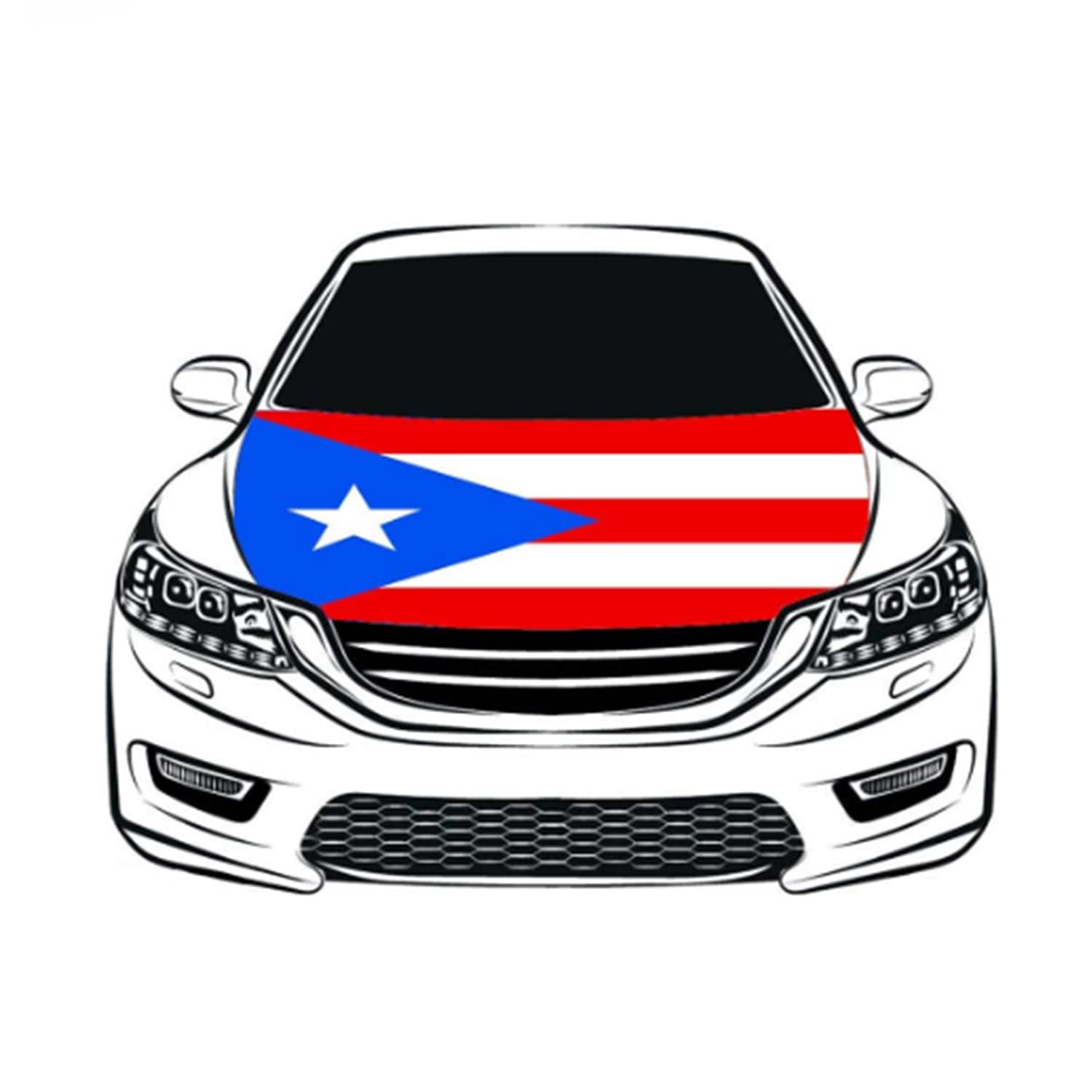 TEMU Puerto Car Hood Cover, Puerto Rican Flag 4x5ft Car Bonnet Banner, Universal Fit, Polyester, Stretchable, Patriotic Automotive Hood Covers, Patriot Gifts