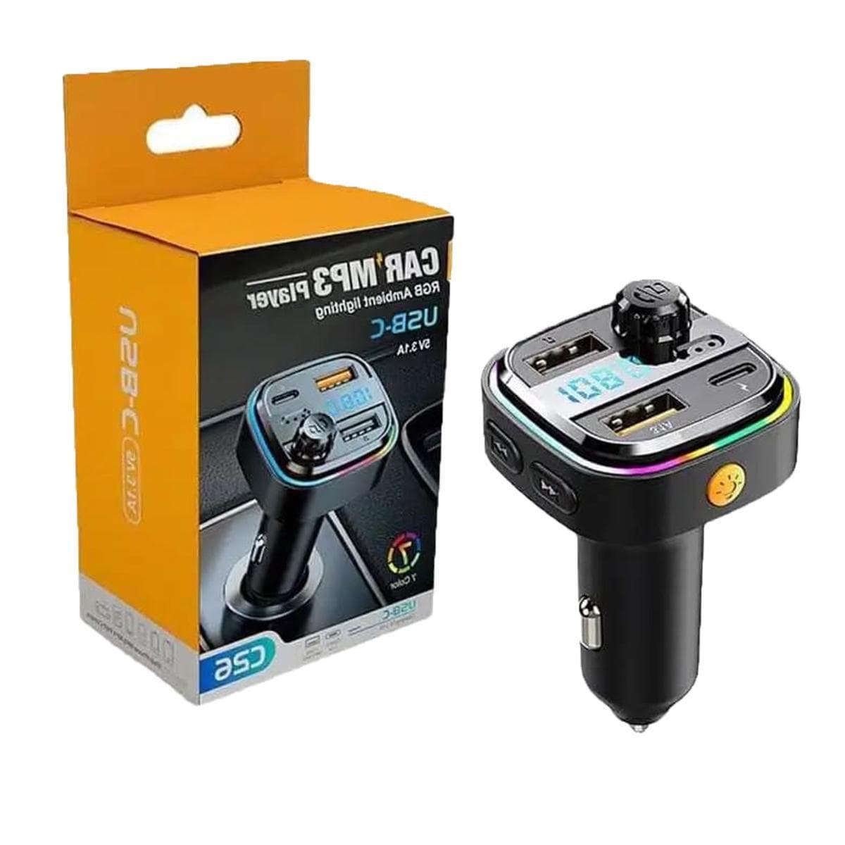 TEMU Fm Transmitter - Bluetooth Transmitter Car Stereo - Bluetooth Fm Transmitter - 2 Usb Ports,1 Usb C Port, Car Charger, Fast Charge