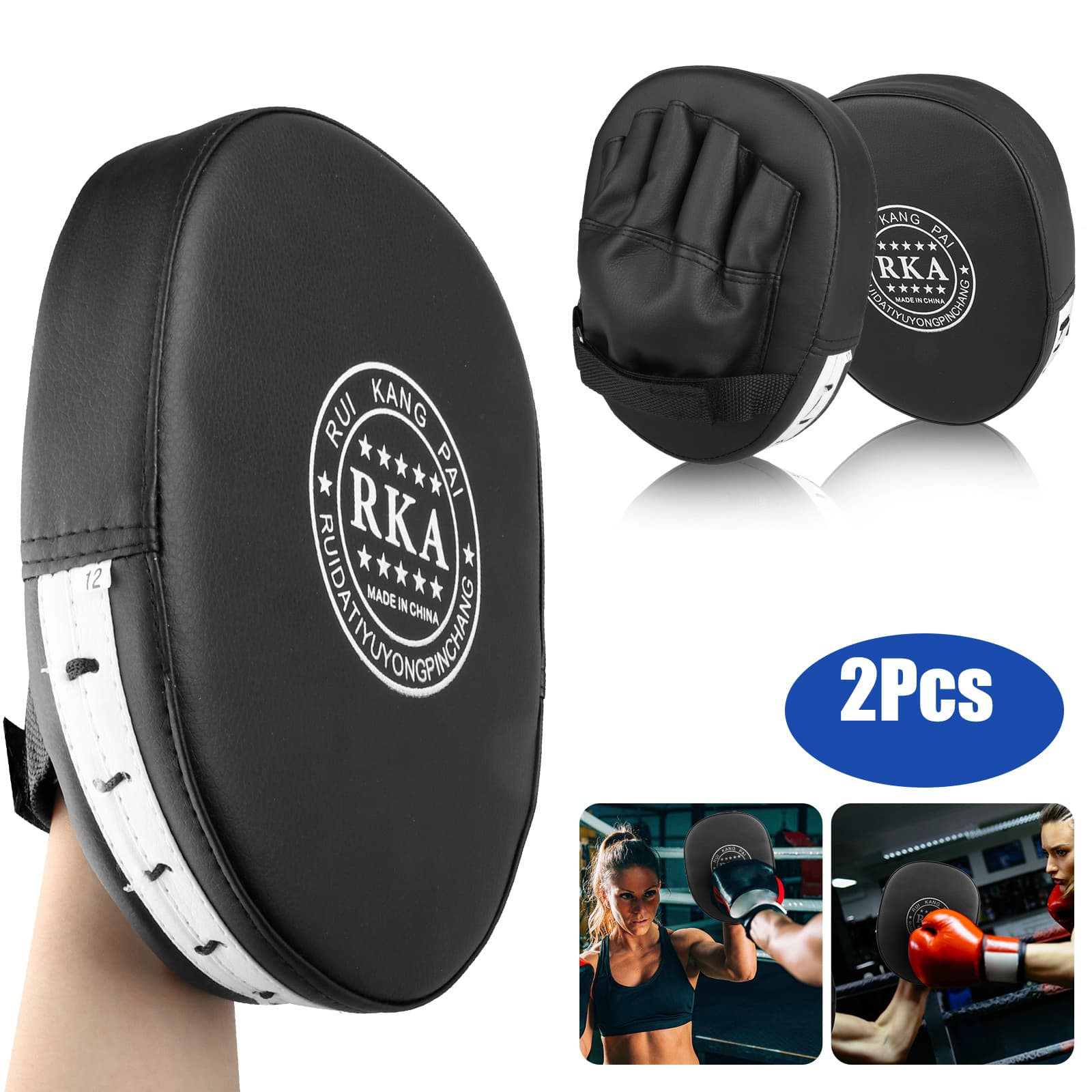 TEMU 2pcs Boxing Gloves, Faux Leather Mma/muay Thai Training Pads, Unisex Gear For Boxing/kickboxing, Impact Absorption Design With Wrist Protection, Gift For Boxers & Beginner