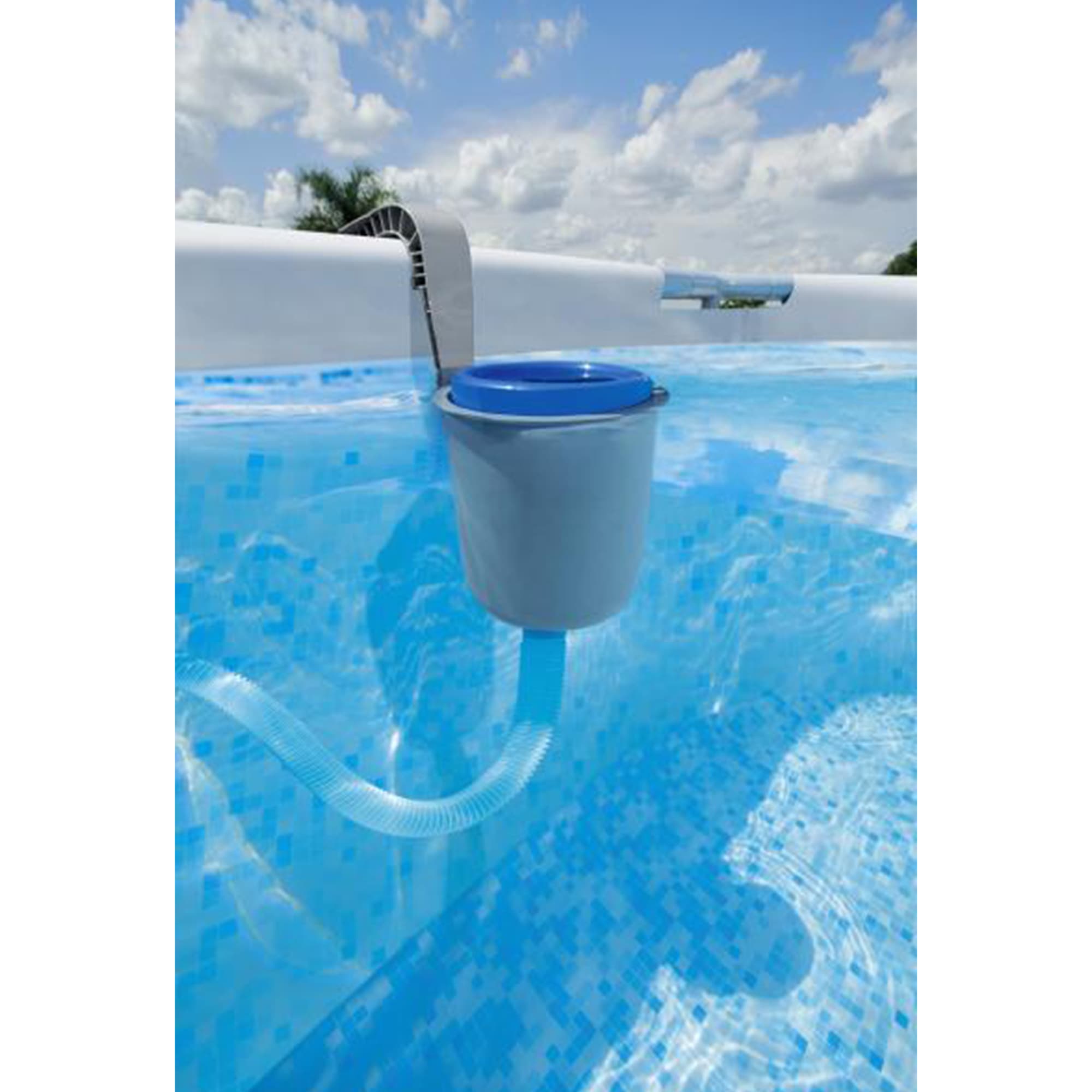TEMU Pool Wall Mounted Automatic Pool Surface Skimmer For Above Ground Pools With 530 Gallon And Above Filter Pumps, White/blue