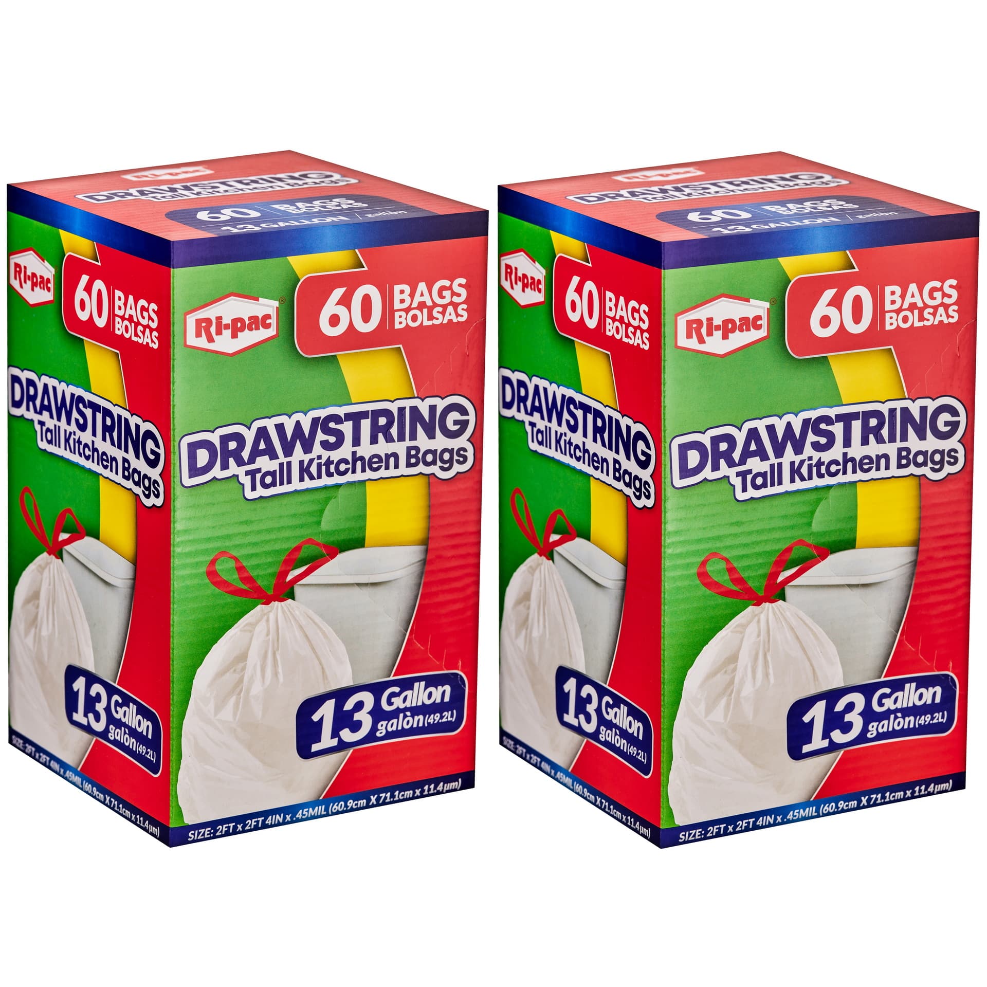 TEMU Drawstring Tall Kitchen Bags 13 Gallon, 60 Bags Per Box, Set Of 2 Boxes, 120 Bags Total