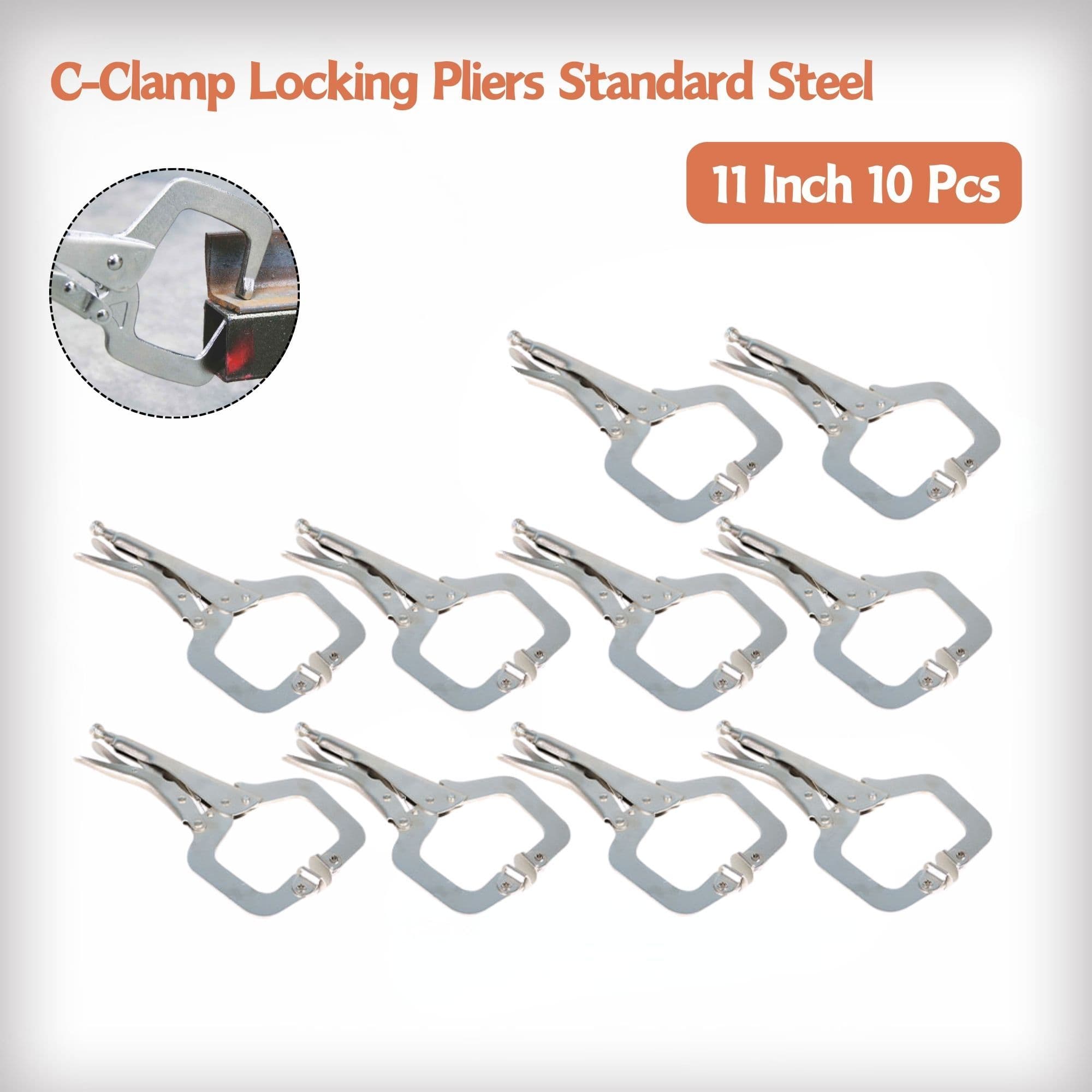 TEMU 10pcs 11 Inch C-clamp Locking Pliers With Swivel Pad Vise For And Automotive