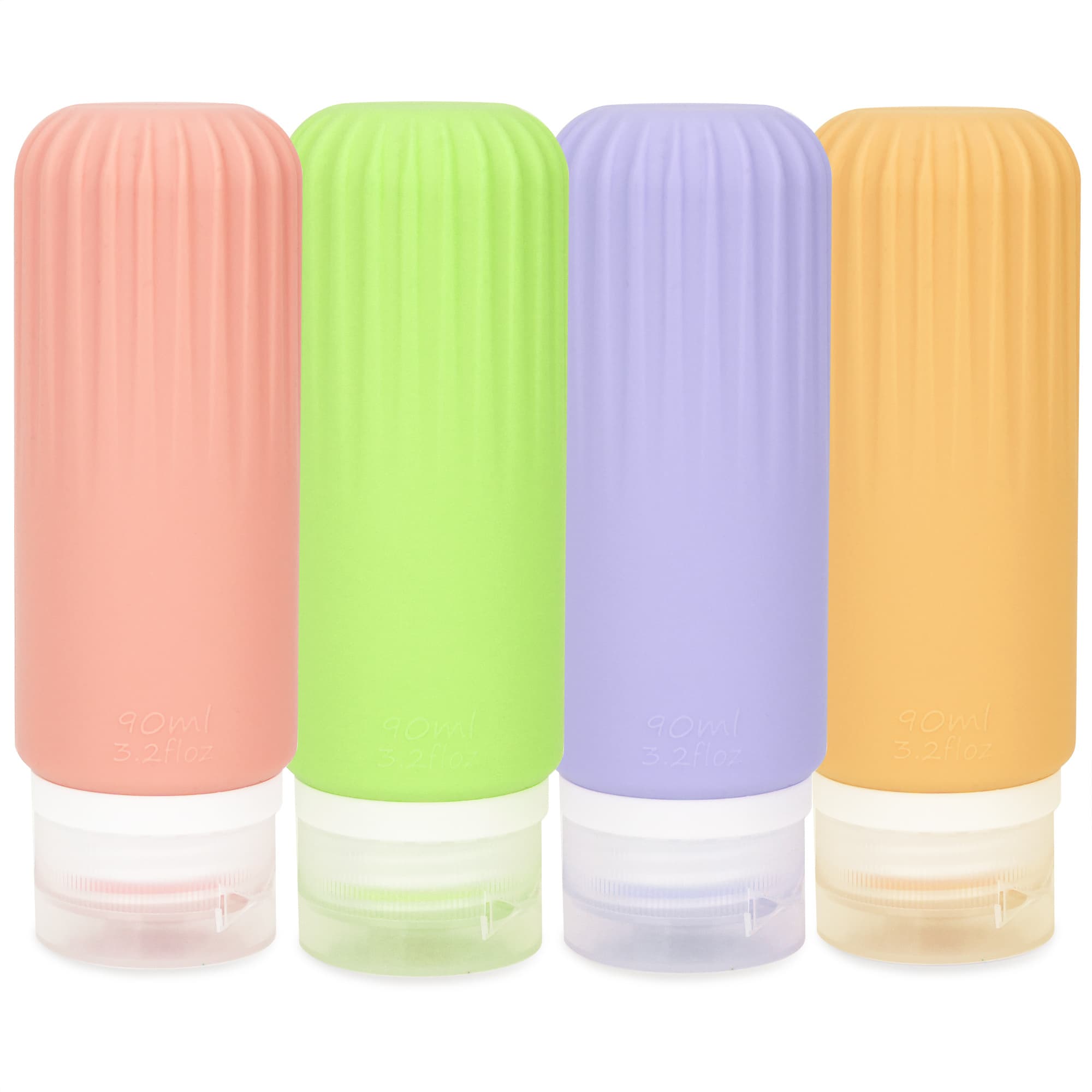 TEMU 4 Pack Silicone Travel Bottles Refillable Squeezable For Shampoo Conditioner Portable 3.2oz 90ml