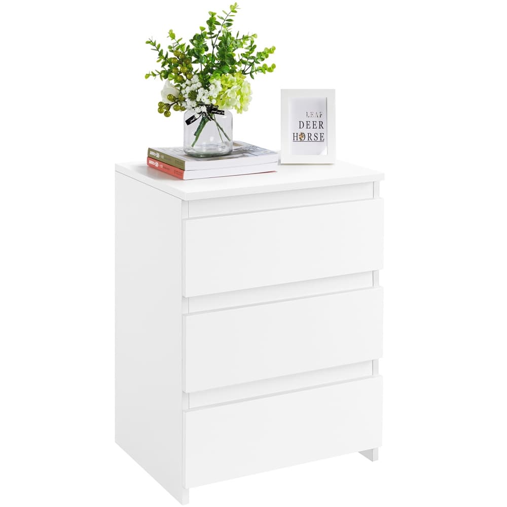 TEMU 3-drawer End Table, Vertical Nightstand With Sturdy Base, Storage Cabinet For Bedroom, Living Room, Furniture For Home, White/black