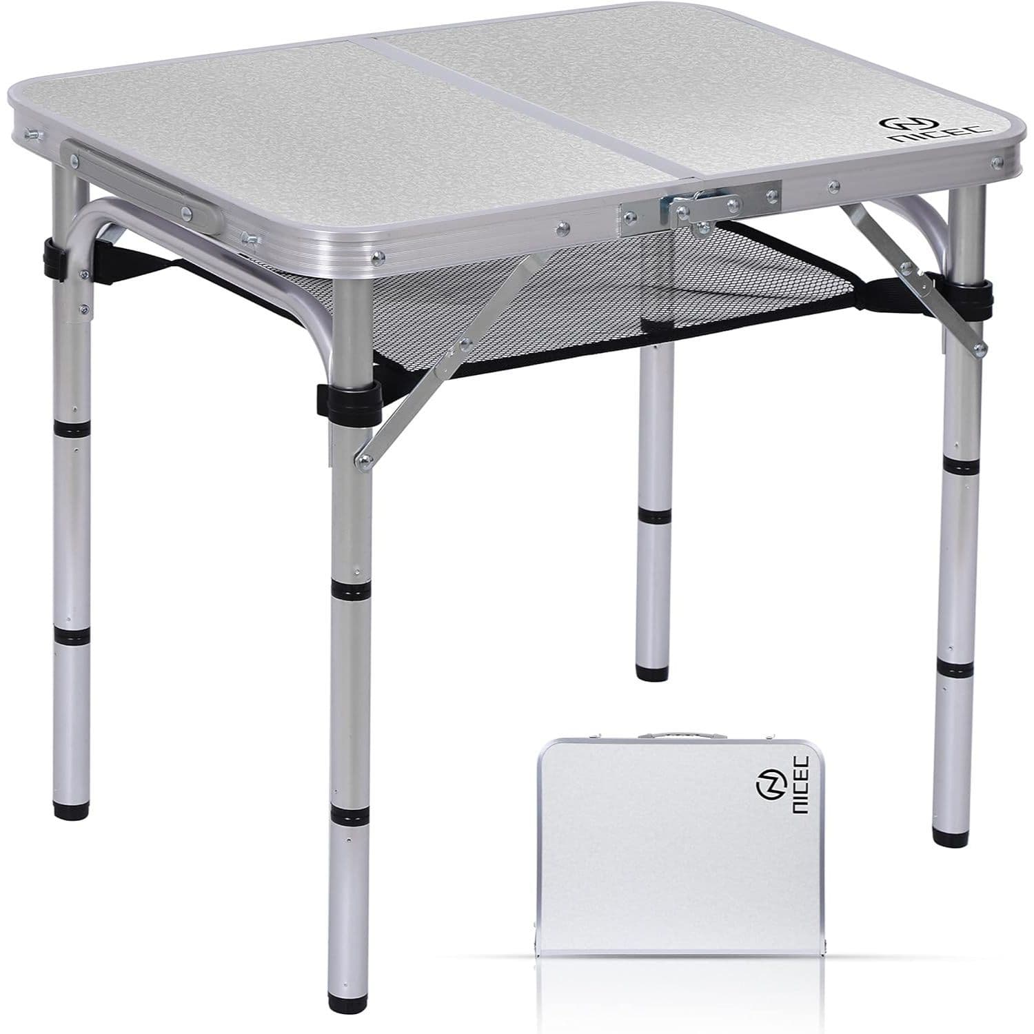TEMU Adjustable Folding Table – Lightweight Aluminum With Carry Handle For , Camping, Beach, Bbqs, Tailgating, Office & Indoor Use (small)