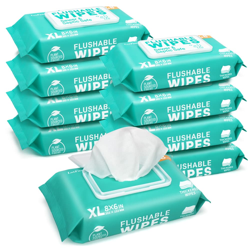 TEMU 9 Packs X 48 Ct Flushable Wet Wipe, Thickened Butt Wipes, 432 Total Wipes, 6x8 Inch Large