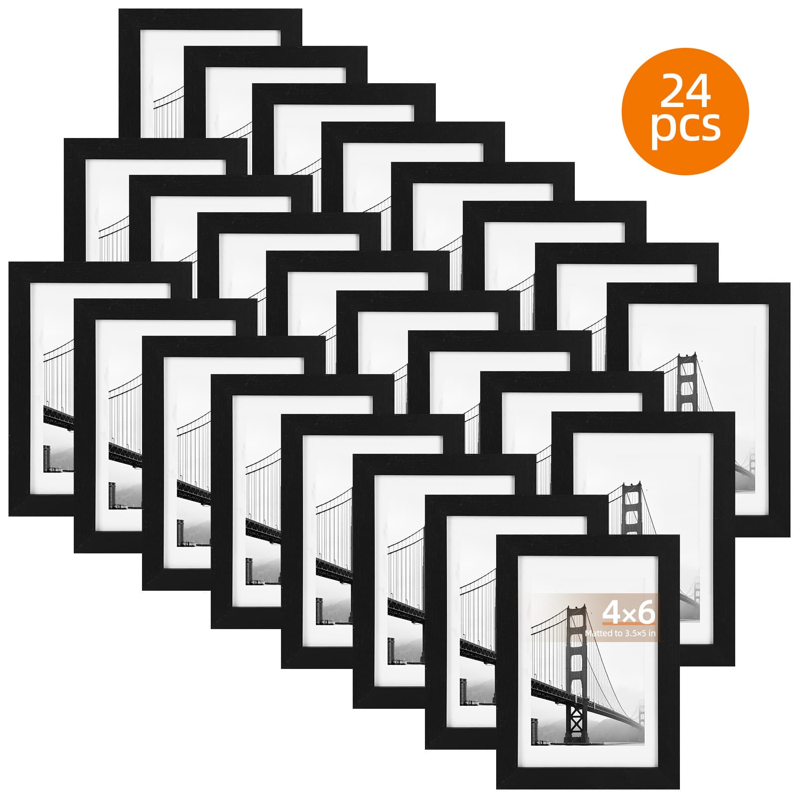 TEMU 24 Pcs Picture Frame, Made Of Sturdy Frame For 4x6in Or 5x7in Or 8x10in, Wall And Tabletop Display Thin Border Photo Frames For Home Decor, Black