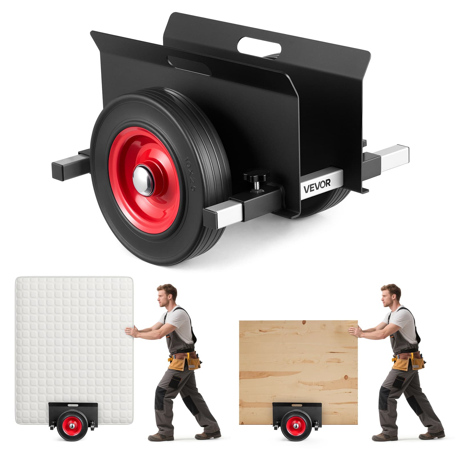 TEMU Vevor Panel Dolly, 1000 Lbs Load Capacity, Drywall Mover With 10 Inch Rubber Wheels Fits Different Terrain, Adjustable Clamp Panel Cart For Steel Panels, Mattress, Doors And Drywall Sheet, Black