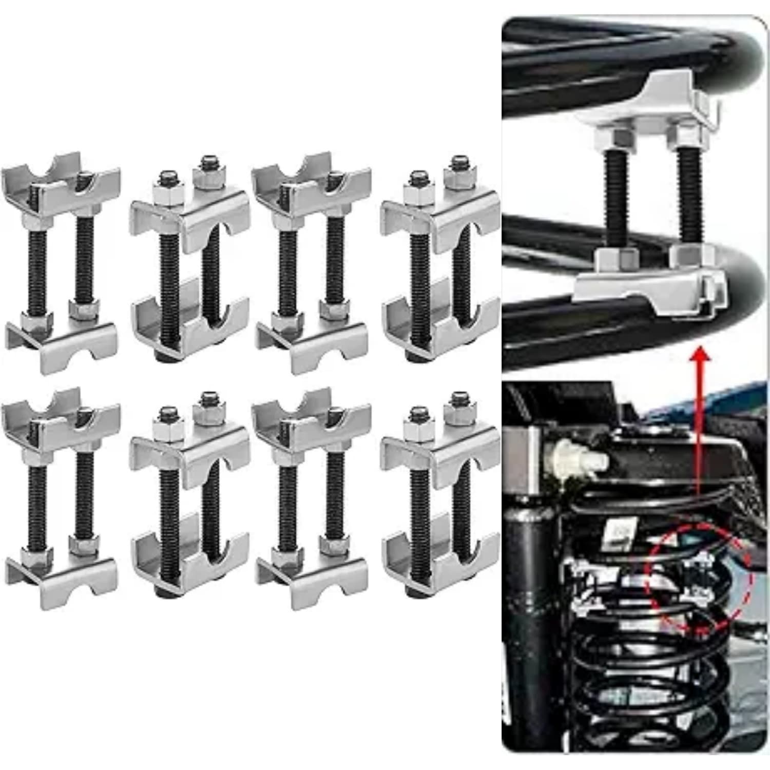 TEMU 8pcs 2-way Adjustable Spring Spacer, Spreads Or Compresses Coil Springs, Mini Coil Spring Compressor Strut Shock Absorber For Home Automotive Repair
