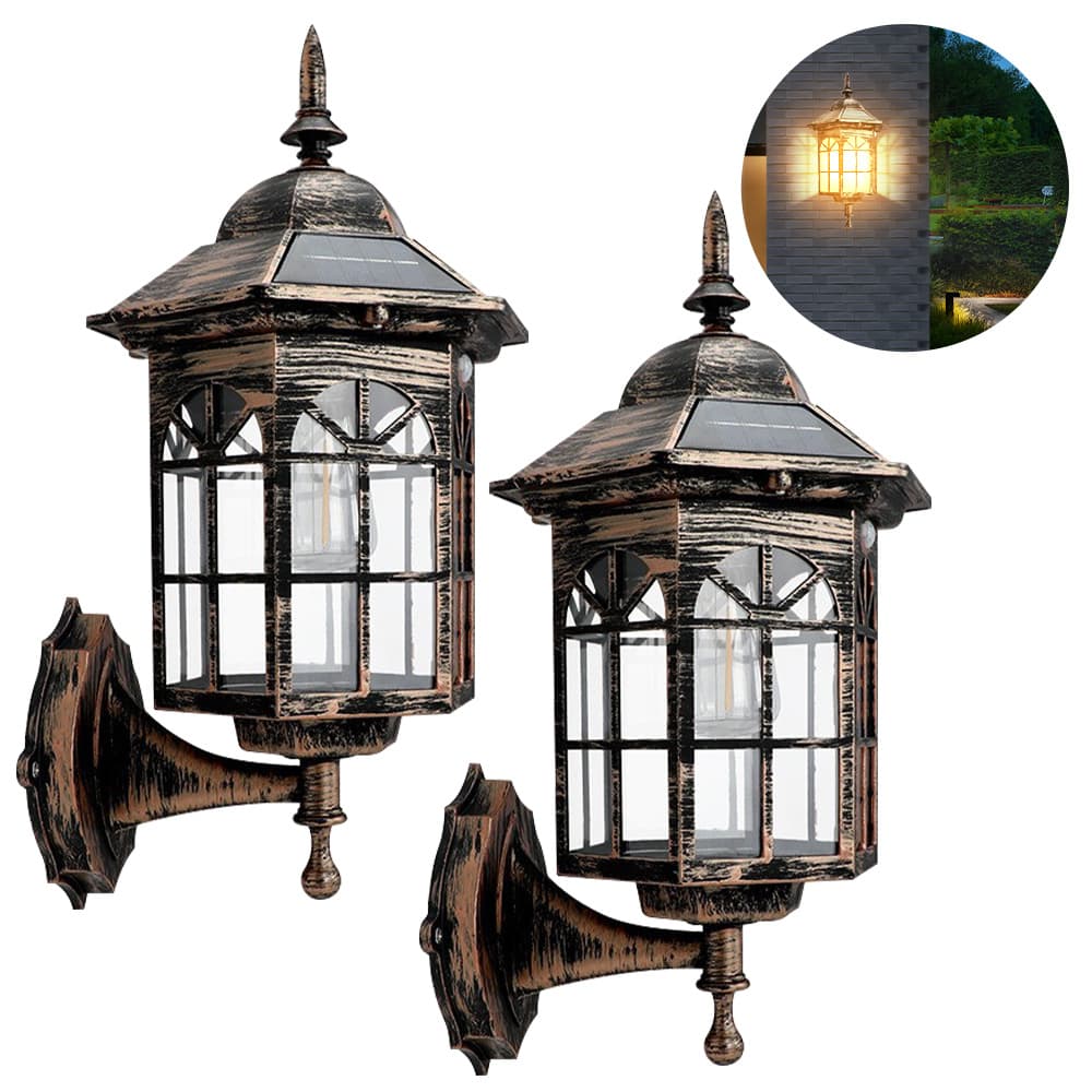 TEMU 2pcs Exterior Light Fixtures Wall Mounted Light Led Solar Outdoor - Motion Sensor Outdoor Porch Lights, 3 Lighting Mode Retro Wall Sconce, Outside Wall Lantern For Front Door, Garage