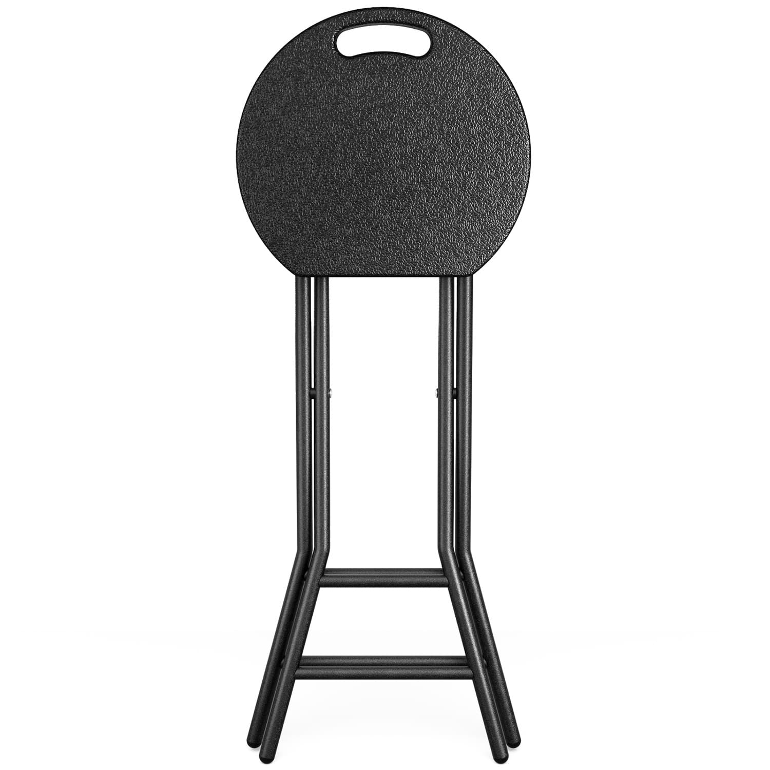 TEMU 【heavy-duty 24" Folding Stool With Lock】- 550lb Capacity Bar Stool, Secure Safety Lock & Handle, Plastic Seat- Kitchen, Outdoor, Events, Black,r