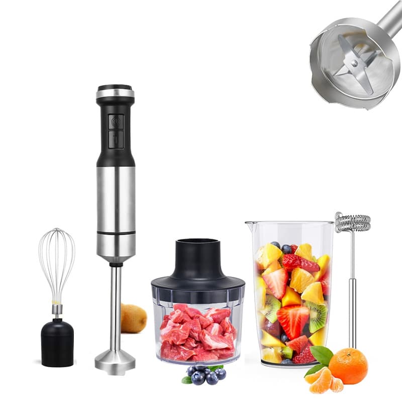 TEMU 【800w Heavy Duty】5-in-1 Hand Blender With Variable Speed – Stainless Steel Stick Mixer With Whisk, Frother, 1000ml Cup, 450ml Chopper – For Smoothies, Soup, Meat