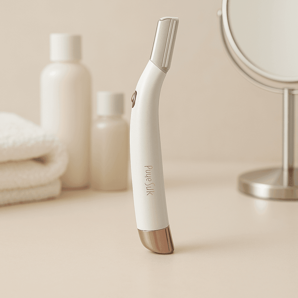 TEMU Pure Silk Dermaplaning Tool, Facial Exfoliator & Hair Remover For Women, Battery Operated Dermaplane Razor With Built In Led Light And 6 Replacement Heads, Remover, White