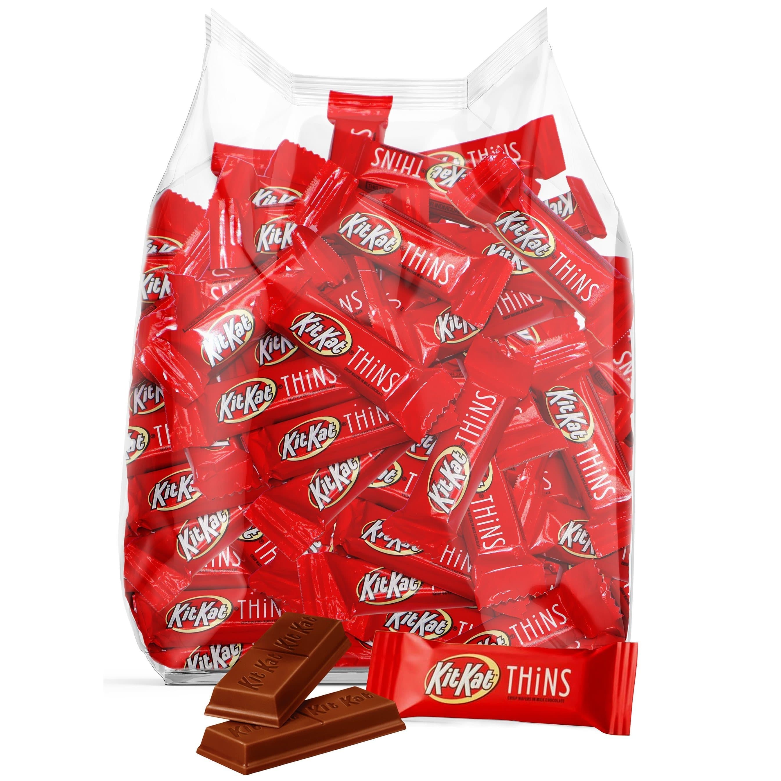 TEMU Kitkat Milk Chocolate Wafer Thins Candy Bars - Approx. 35 Individually Wrapped Extra Crispy Light Wafer Layers Fully Coated In Smooth Creamy Milk Chocolate For Snacking And Sharing