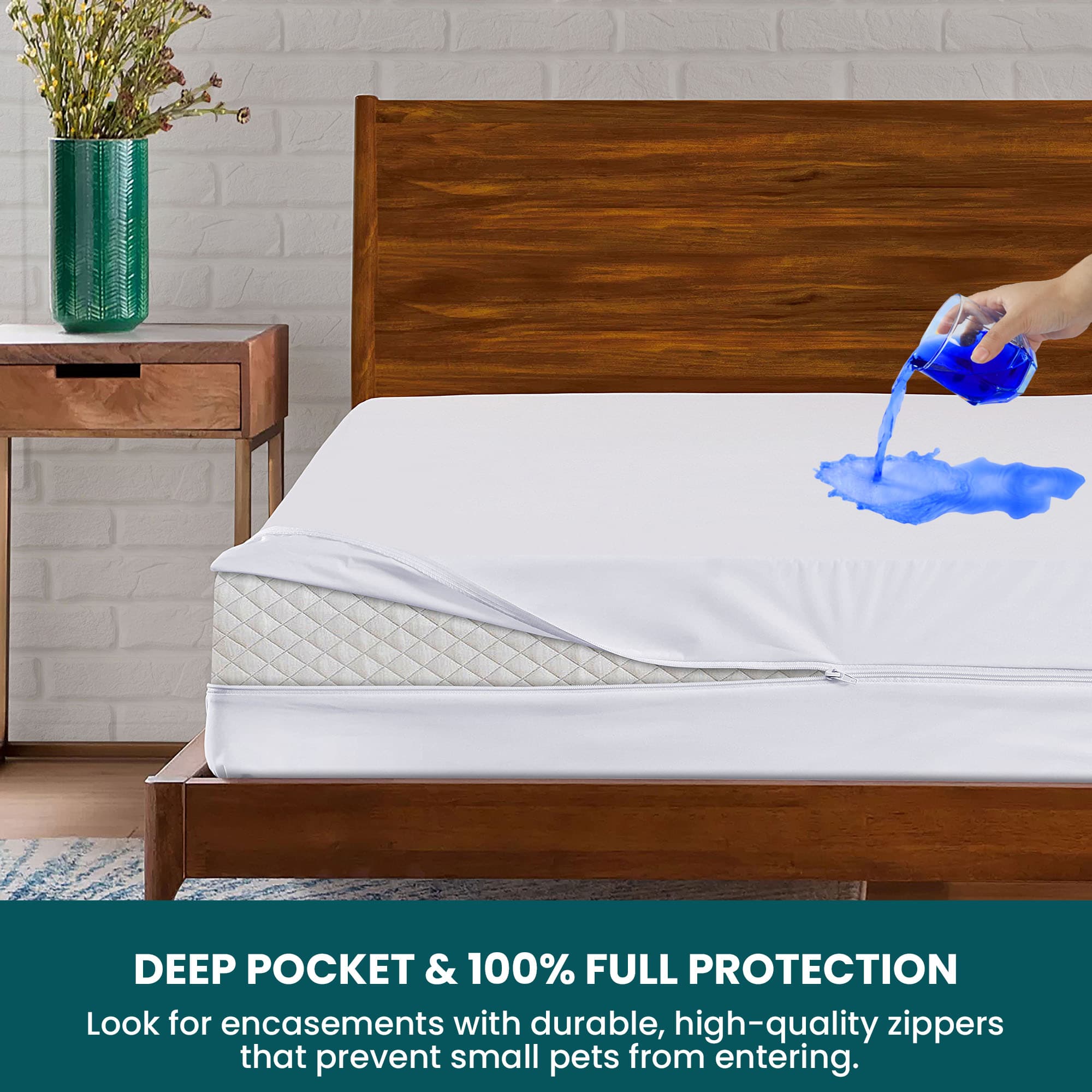 TEMU Premium Mattress Protector With Zipper – 100% Waterproof Mattress Cover – Soft, Comfortable, Breathable And Noiseless Mattress Protector