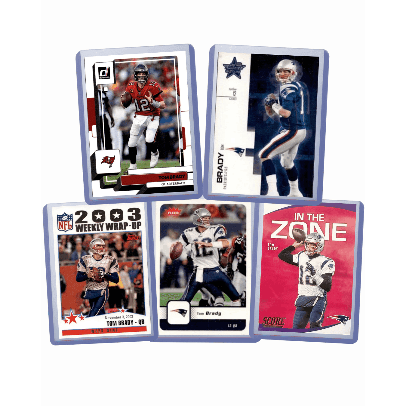 TEMU Tom 5-card Assorted Lot – Topps, Panini, – Football Cards