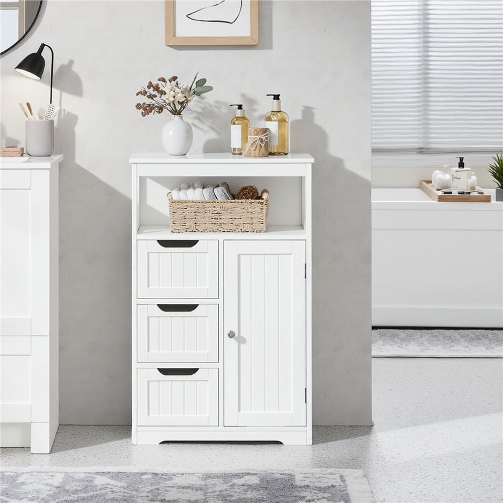 TEMU Bathroom Storage Cabinet With Drawers, Moisture-resistant Modern Cabinet Organizer With Multiple Tiers Shelves Storage, Easy- Bathroom Cabinet For Bathroom Living Room