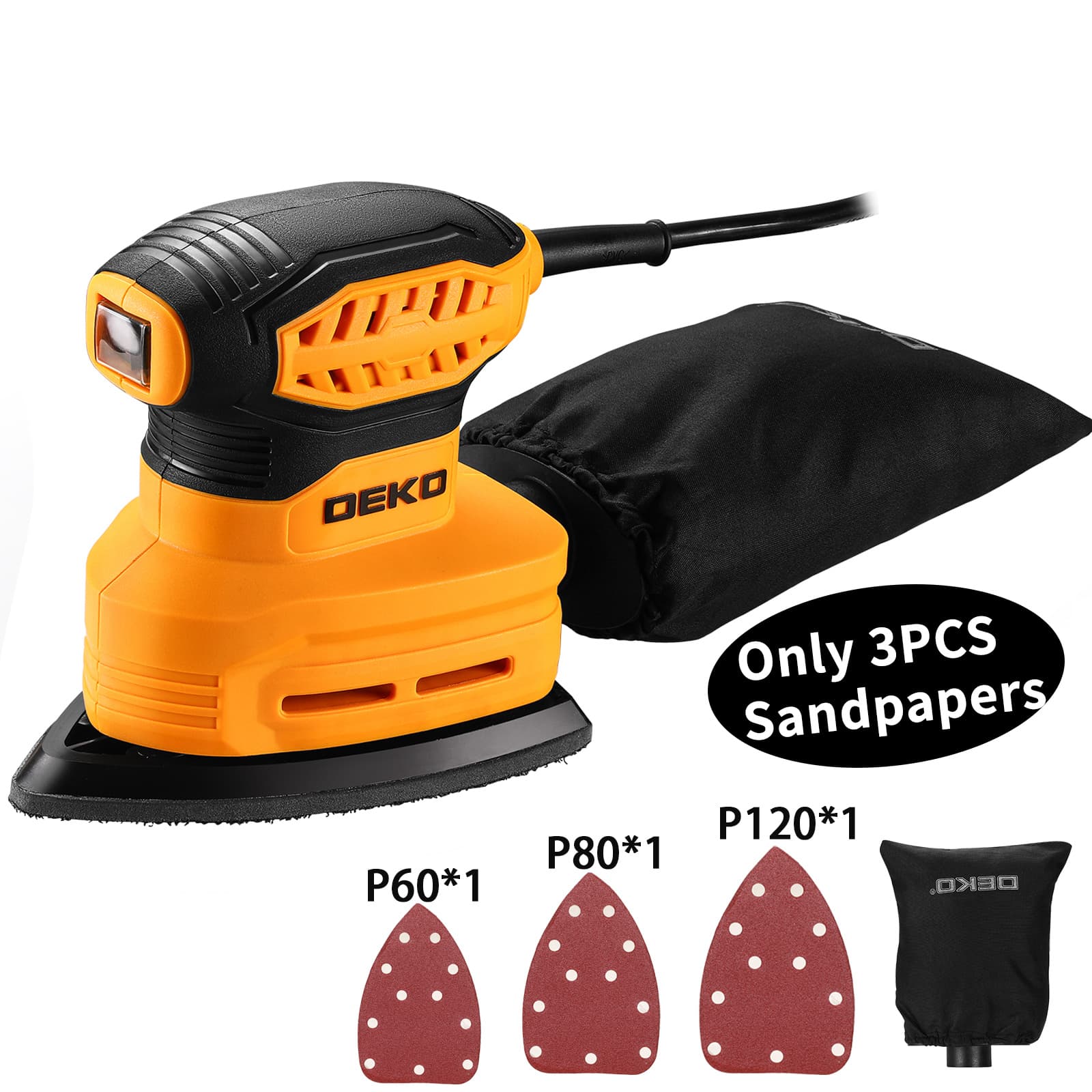 TEMU Deko 5-inch Random Orbital Electric Sander With 15 Sandpapers | High-performance Dust Collection | For Woodworking, Polishing, Polish Metal And Carpentry