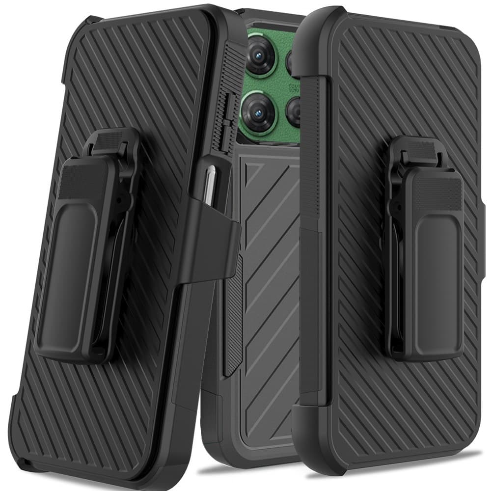 TEMU For Motorola 5g 2025 Phone Case, Hybrid Armor Case With Belt Clip Holster Cover