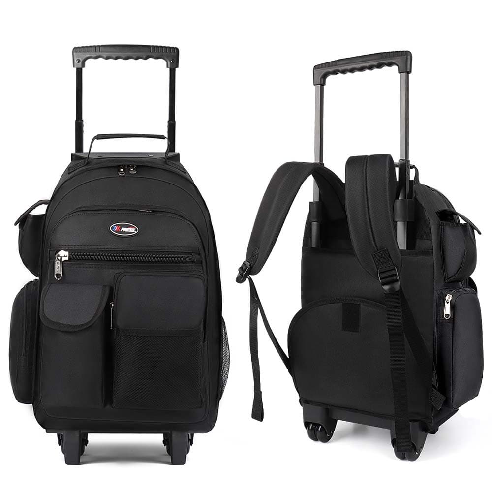 TEMU 20 Inch Travel Rolling Backpack With Retractable Handle,large Capacity Backpack With Wheels For ,printing Suitcase Bag For Weekend, School, Overnight, Work