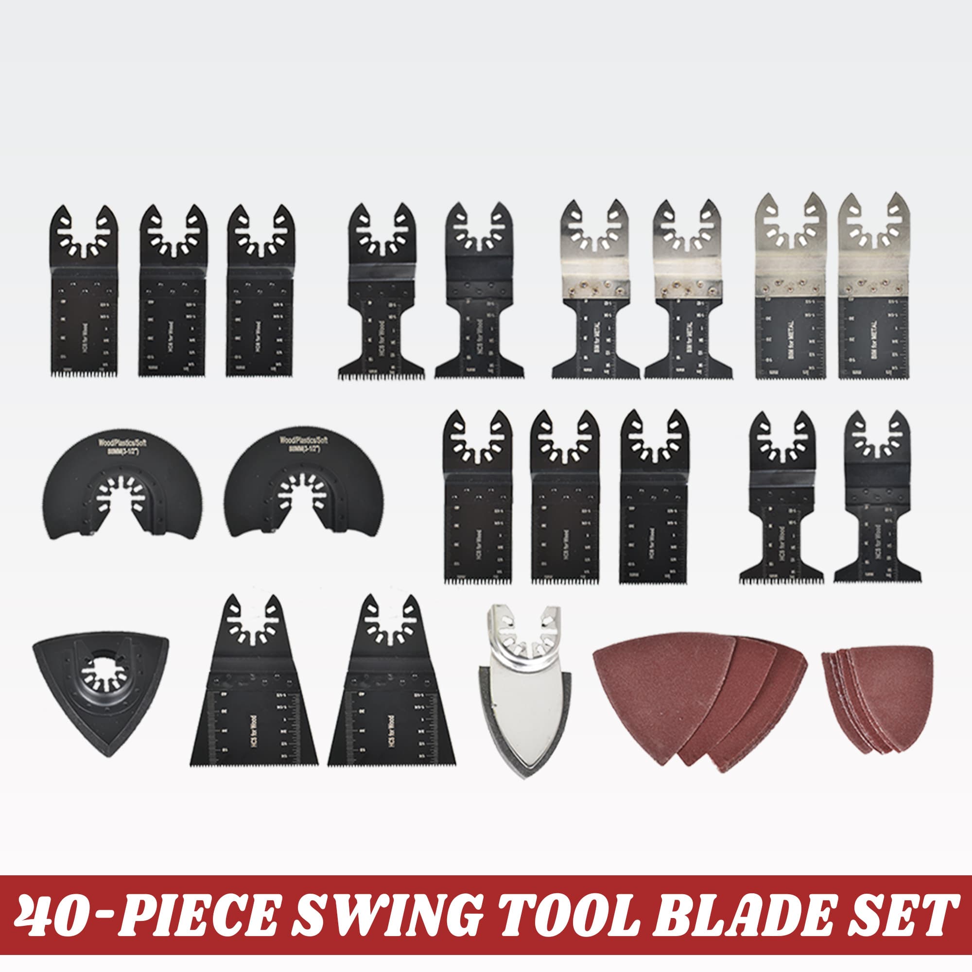 TEMU Oscillating Saw Blade Multi-tool Blade For Wood Plastic And Hard Materials 40 Pieces With Sandpaper