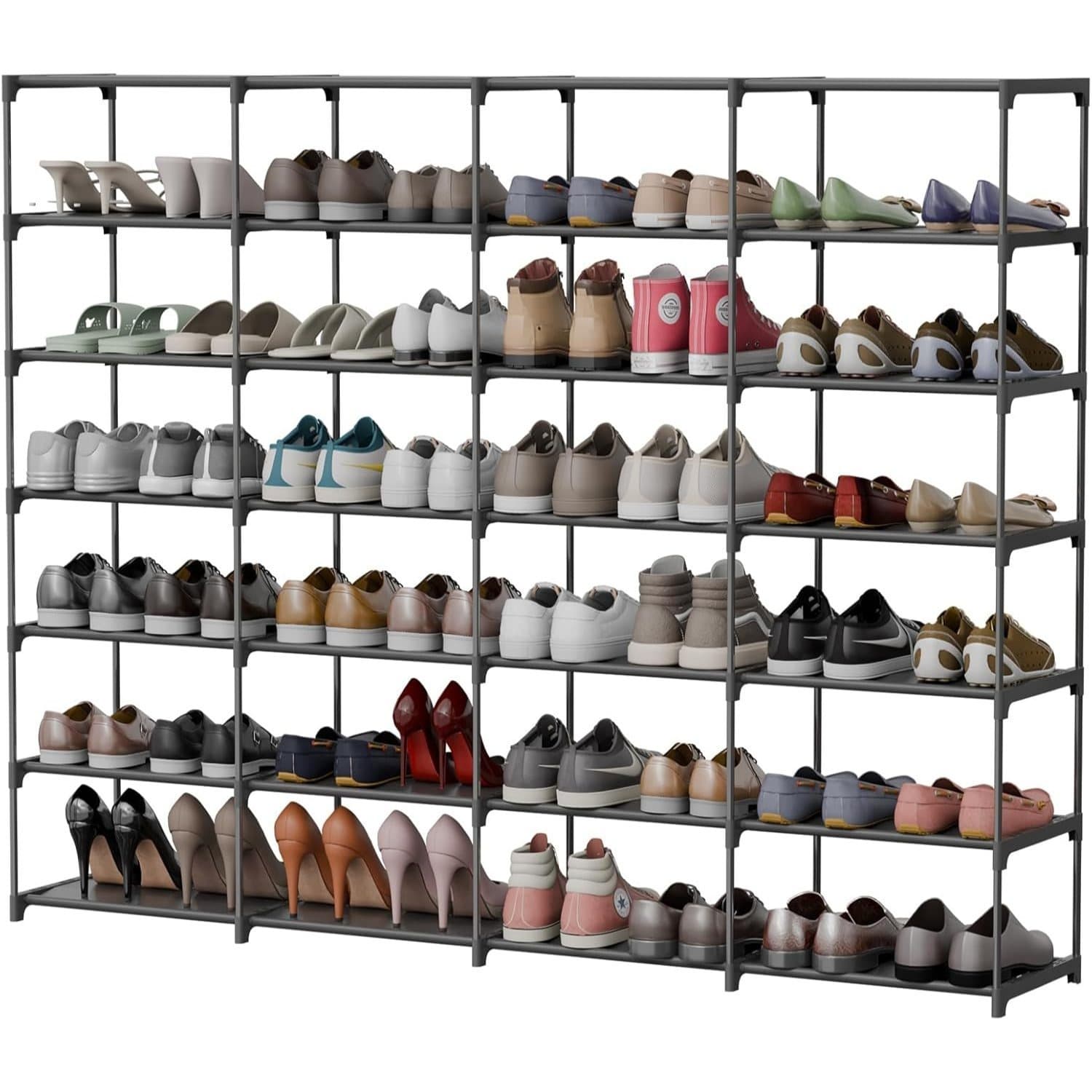 TEMU Large Shoe Rack 4 Tier Stackable Storage Organizer Shelf 56-70 Pairs Sneaker Sturdy Shoes Cabinet Holder Cubby With Plastic Sheets For Entryway Closet Garage