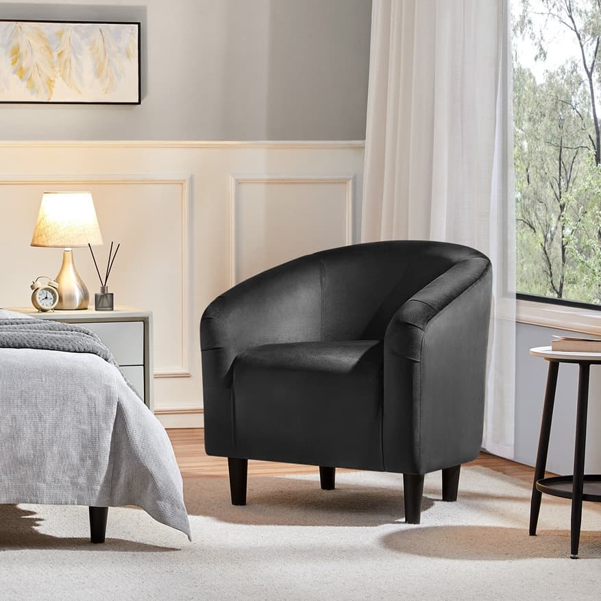 TEMU Velvet Accent Chair, Upholstered Armchair Club Chair For Living Room & Bedroom, Seating, Chair For Bedroom, Furniture For Home