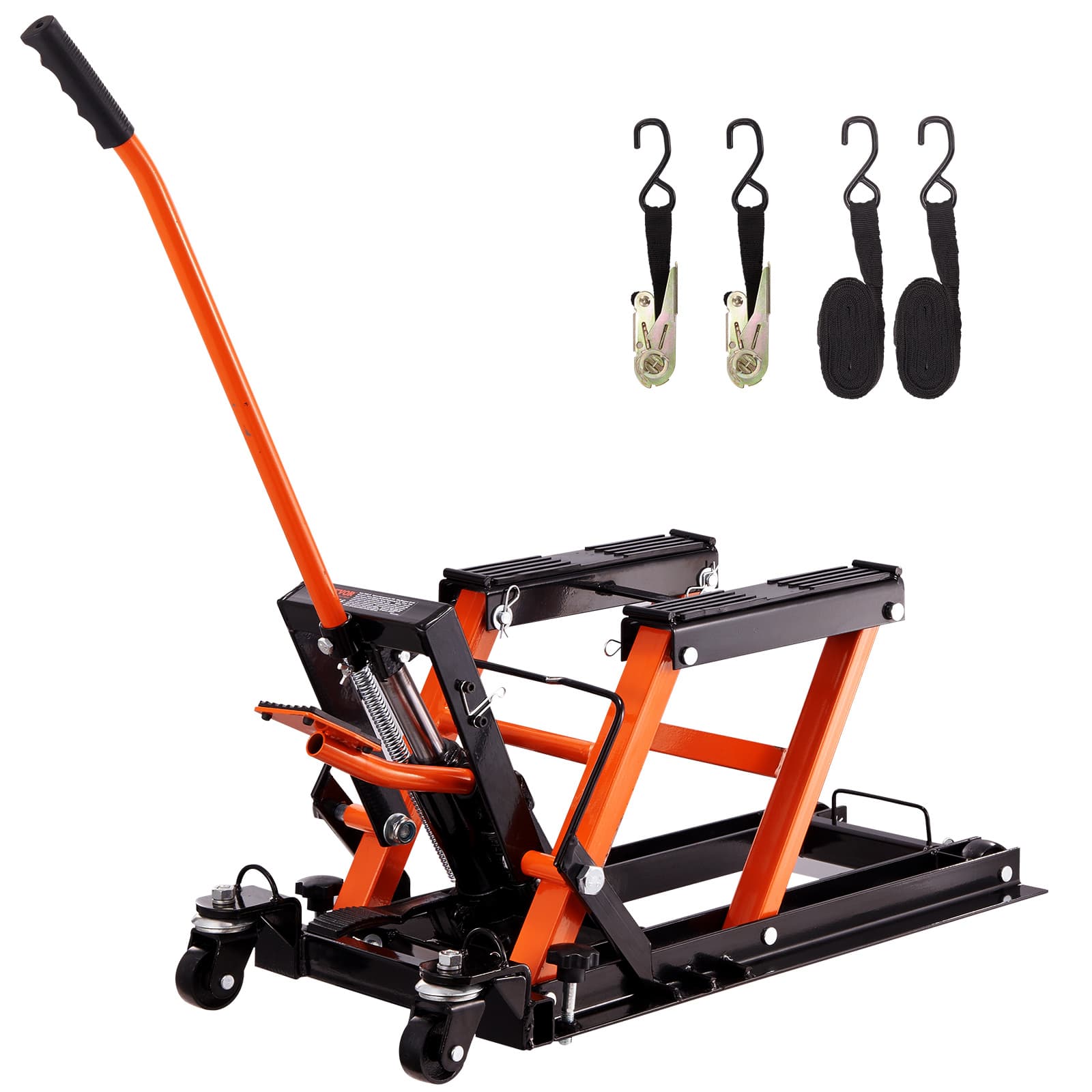 TEMU Vevor Steel Hydraulic Motorcycle Jack Stand, 1500 Lbs Atv Scissor Lift Jack, 4.7"-15" Scissor Lift Jack Stand With 4 Wheels, Hydraulic Foot-operated Hoist Stand For Motorcycle Atv Utv