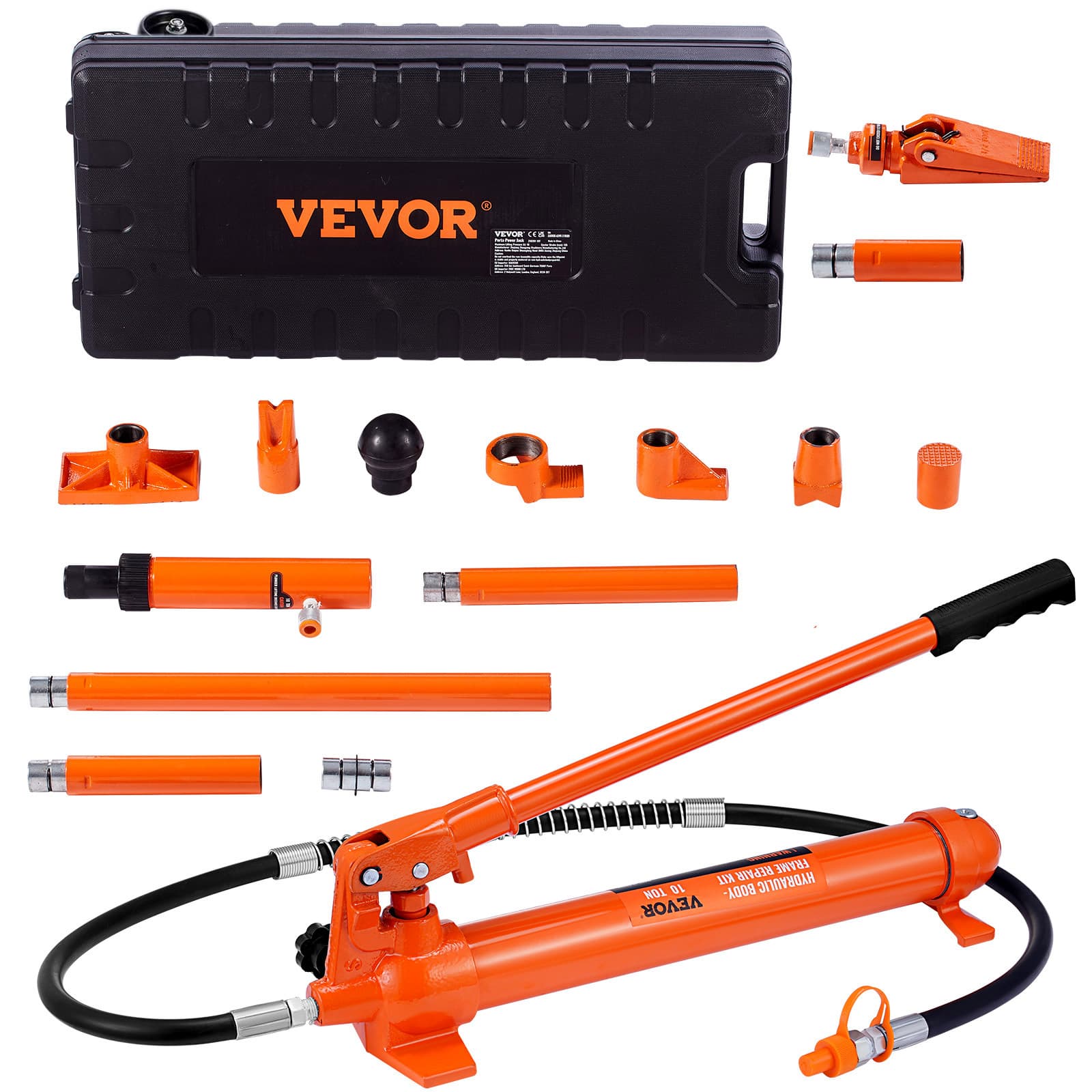 TEMU Vevor 10 Ton Porta , Hydraulic With Pump, Car Jack With 4.6 Ft/1.4 Hose, Bent Frame Repair Tool With Storage Case For Automotive, Garage, Heavy Equipment, Mechanic (22046 Lbs)
